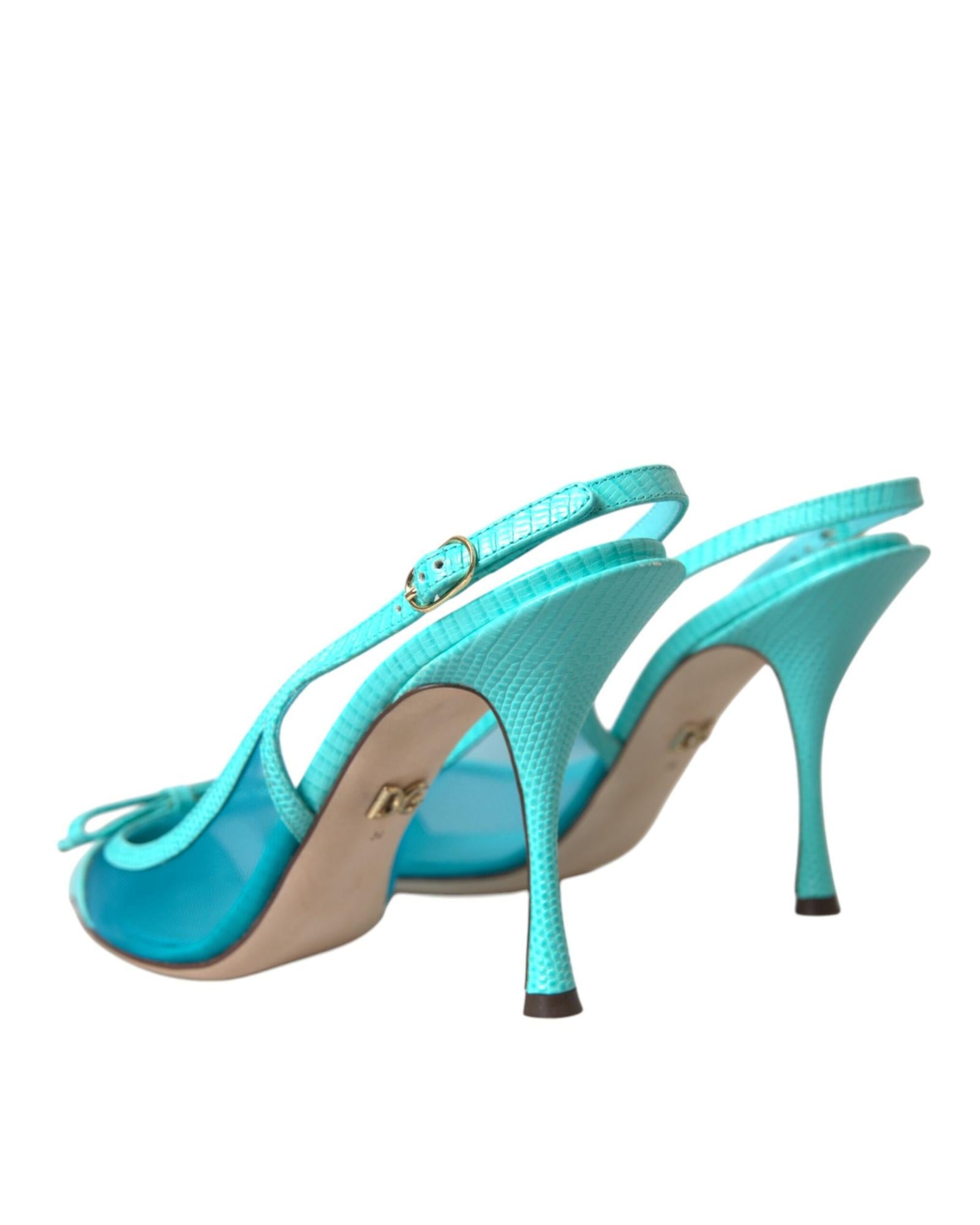 Dolce & Gabbana  Turquoise Kitten Heel Slingback Pumps