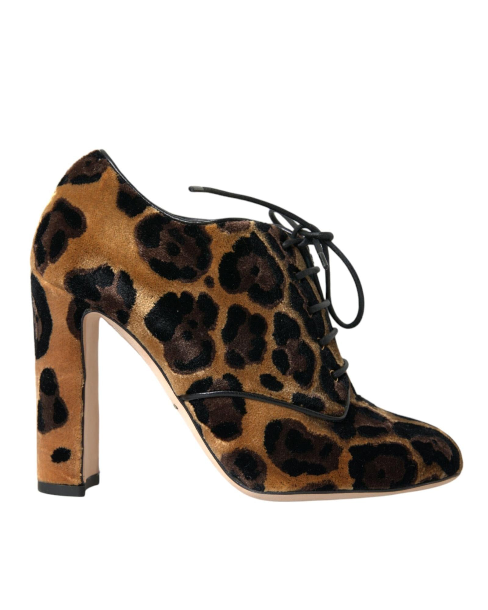 Dolce & Gabbana  Leopard Print Velvet Ankle Boots