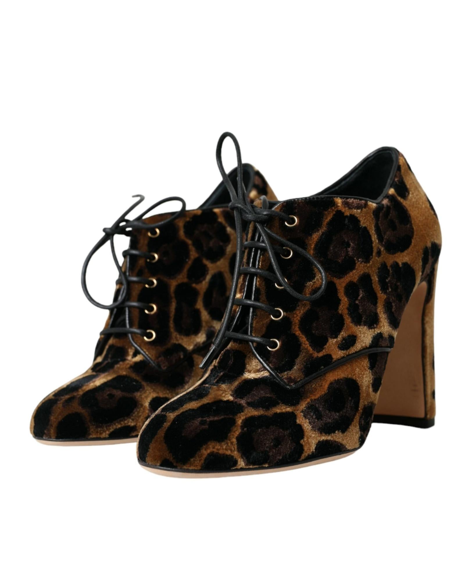 Dolce & Gabbana  Leopard Print Velvet Ankle Boots