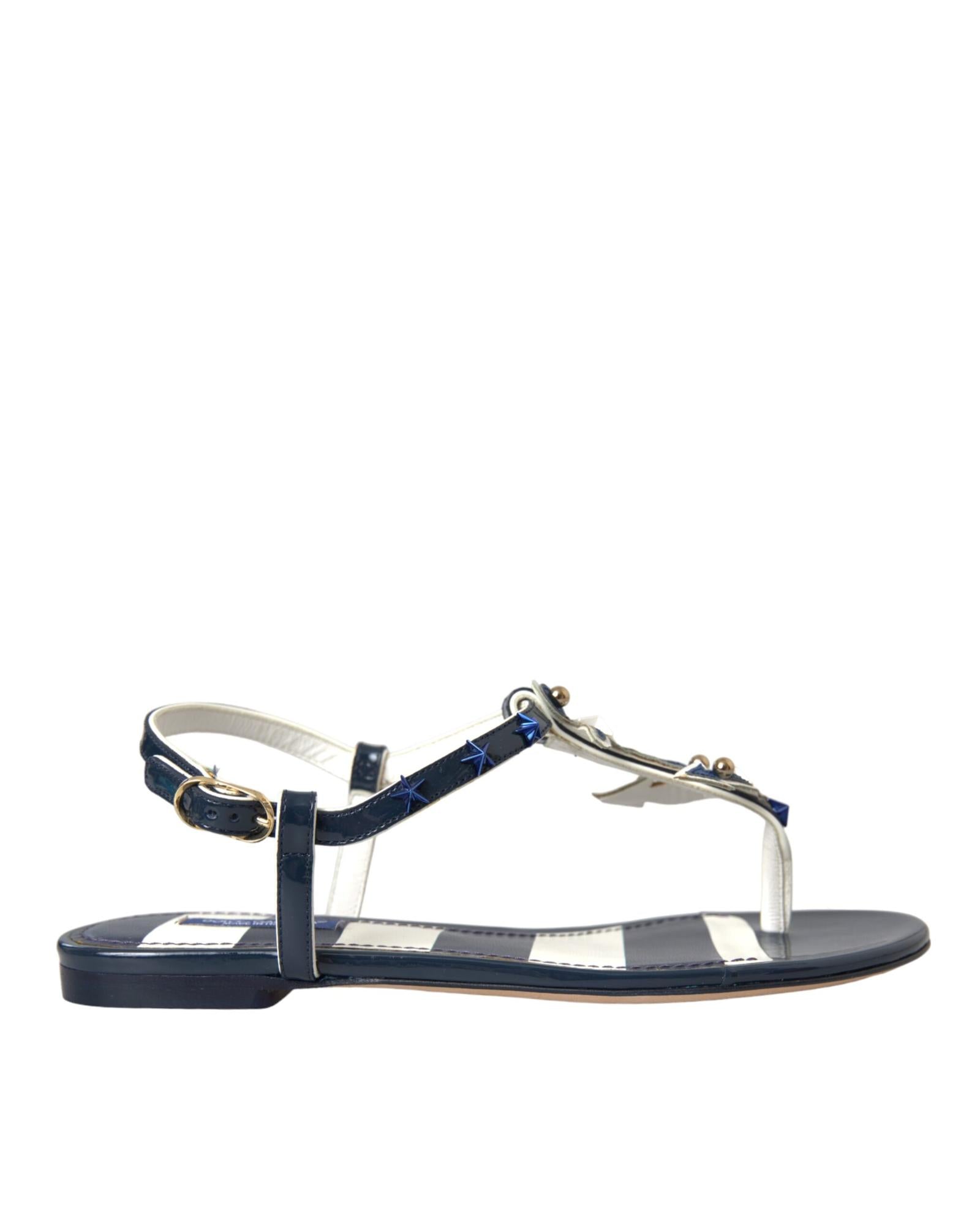 Dolce & Gabbana  Women's Striped Patent Leather Sandals