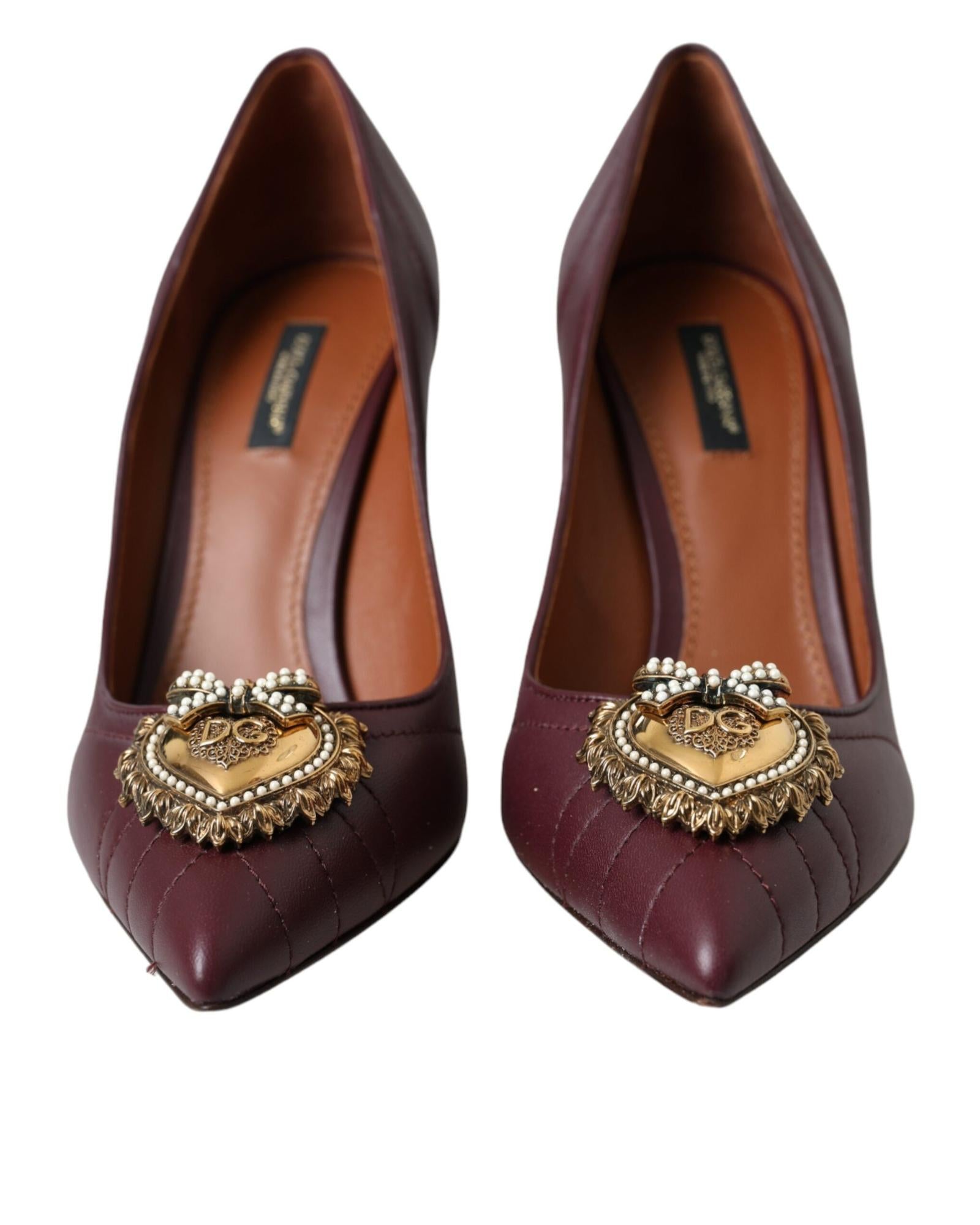 Dolce & Gabbana  Quilted Leather Pumps Burgundy