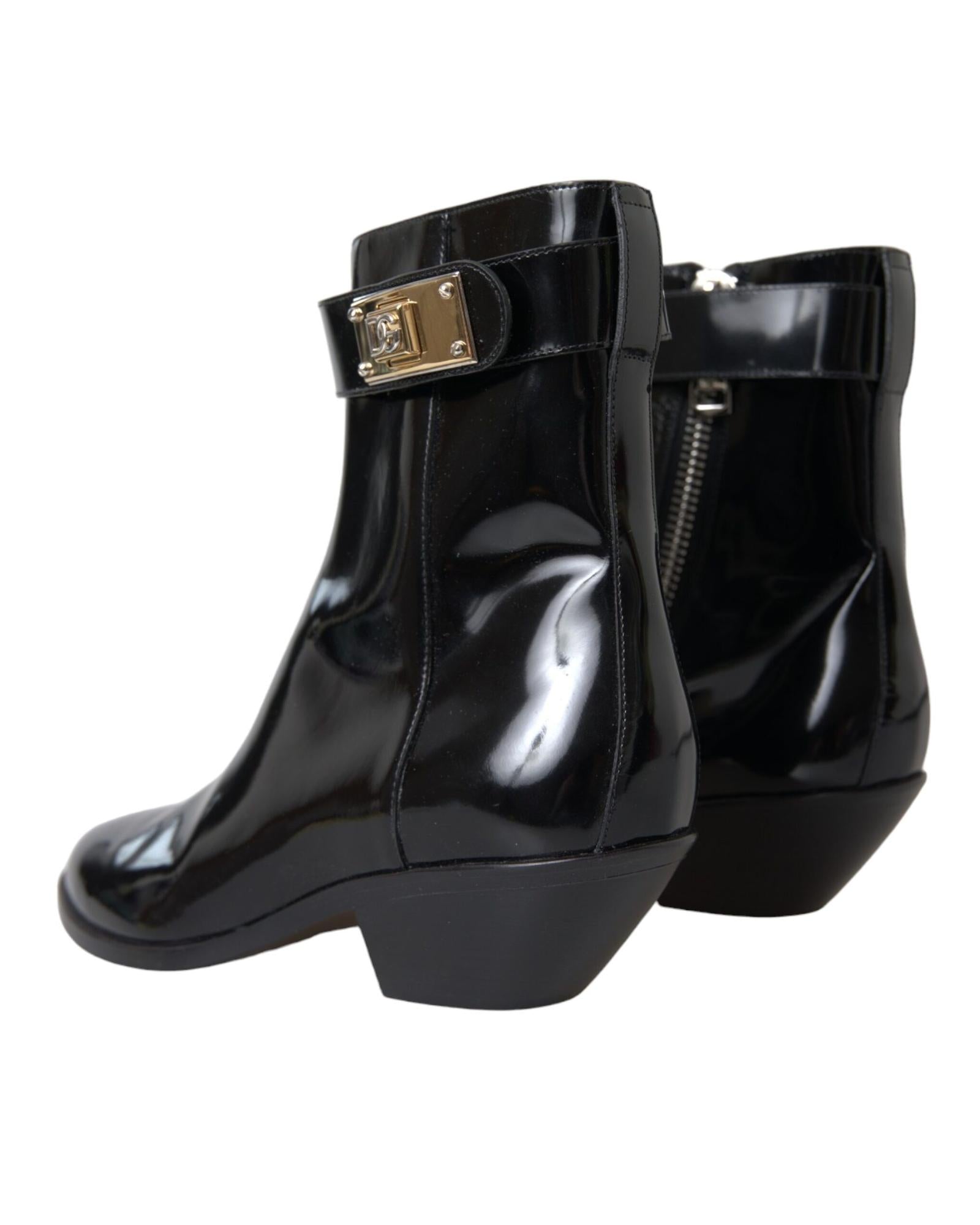 Dolce & Gabbana Logo Applique Leather Ankle Boots4