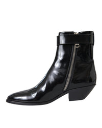 Dolce & Gabbana Logo Applique Leather Ankle Boots5