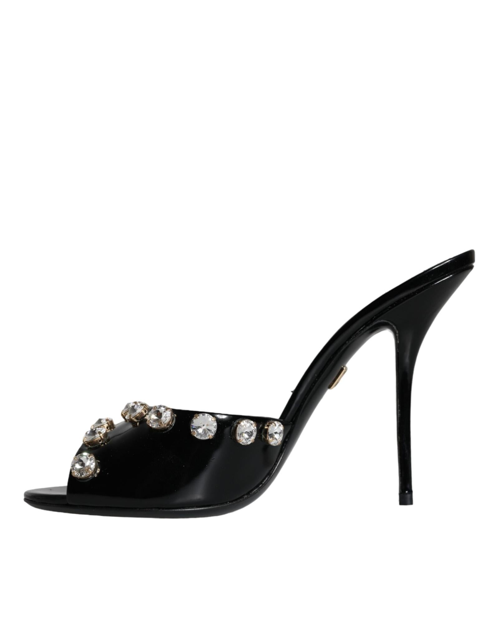 Dolce & Gabbana  Crystal Embellished Leather Mules