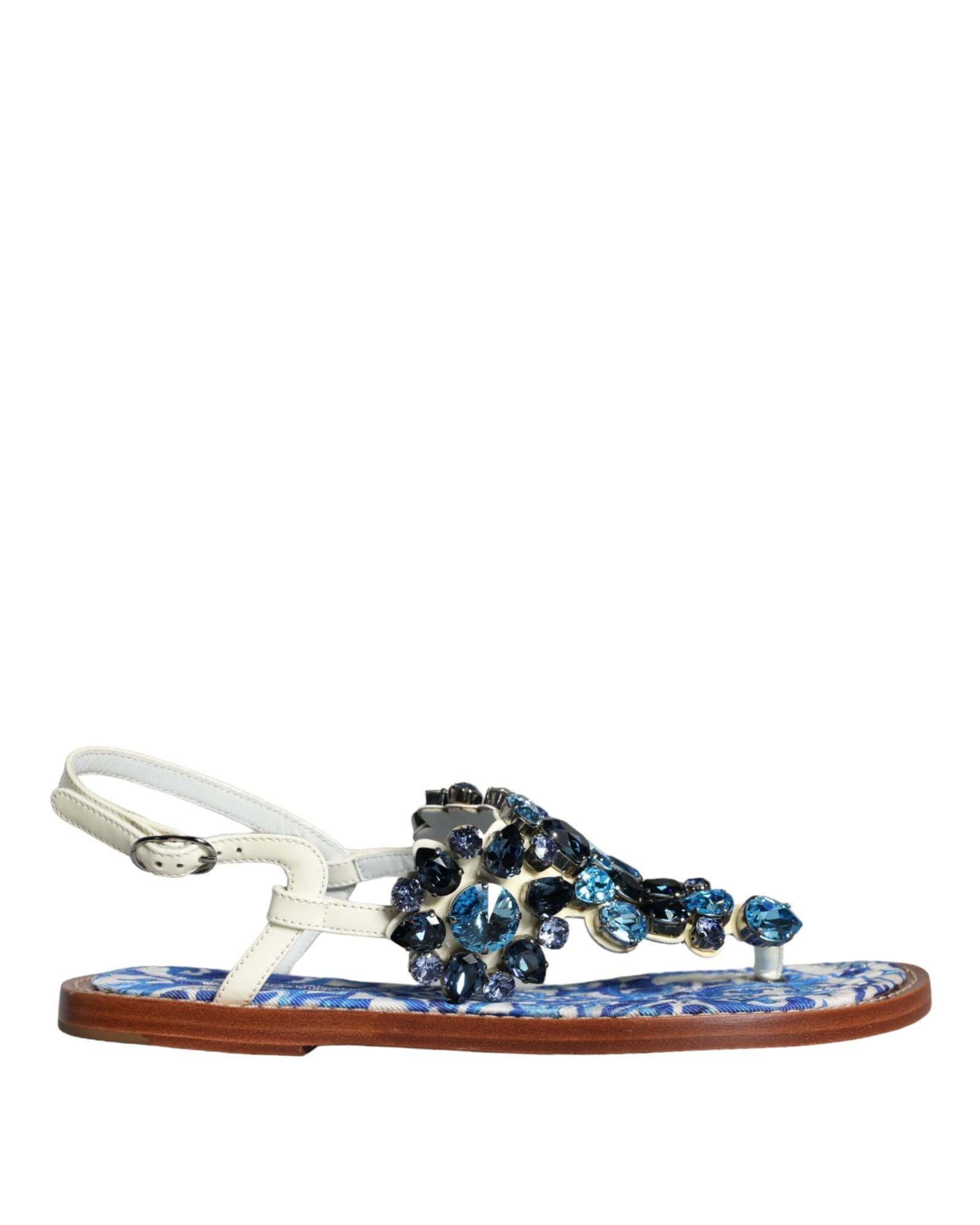 Dolce & Gabbana  Sicily Rhinestone Embellished Sandals - White