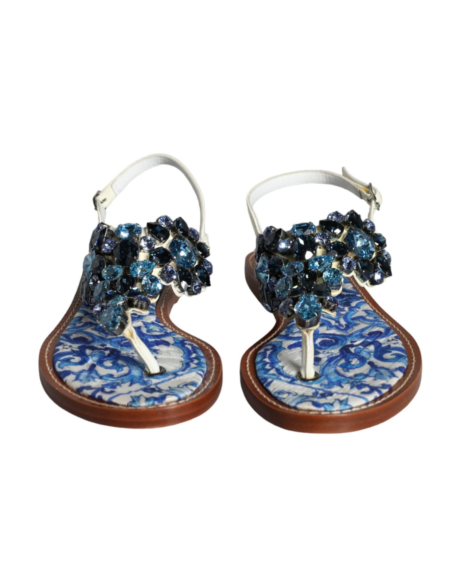 Dolce & Gabbana  Sicily Rhinestone Embellished Sandals - White