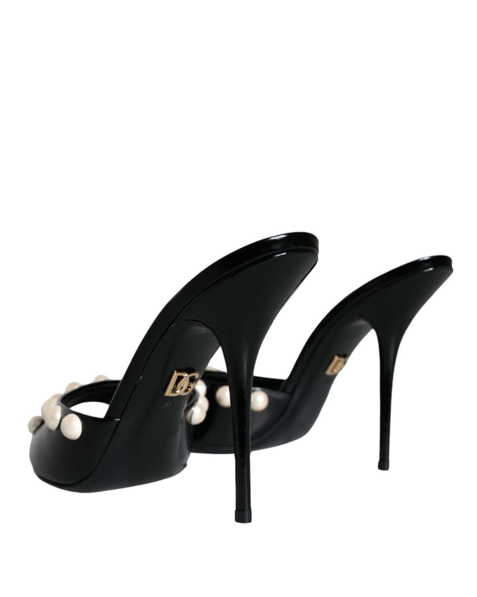 Dolce & Gabbana  Pearl Heel Mules Black