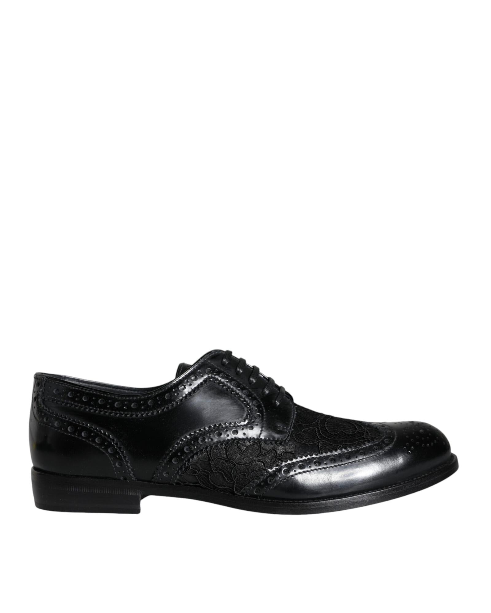 Dolce & Gabbana  Men's Brogue Oxford Lace-Up Leather Shoes Black