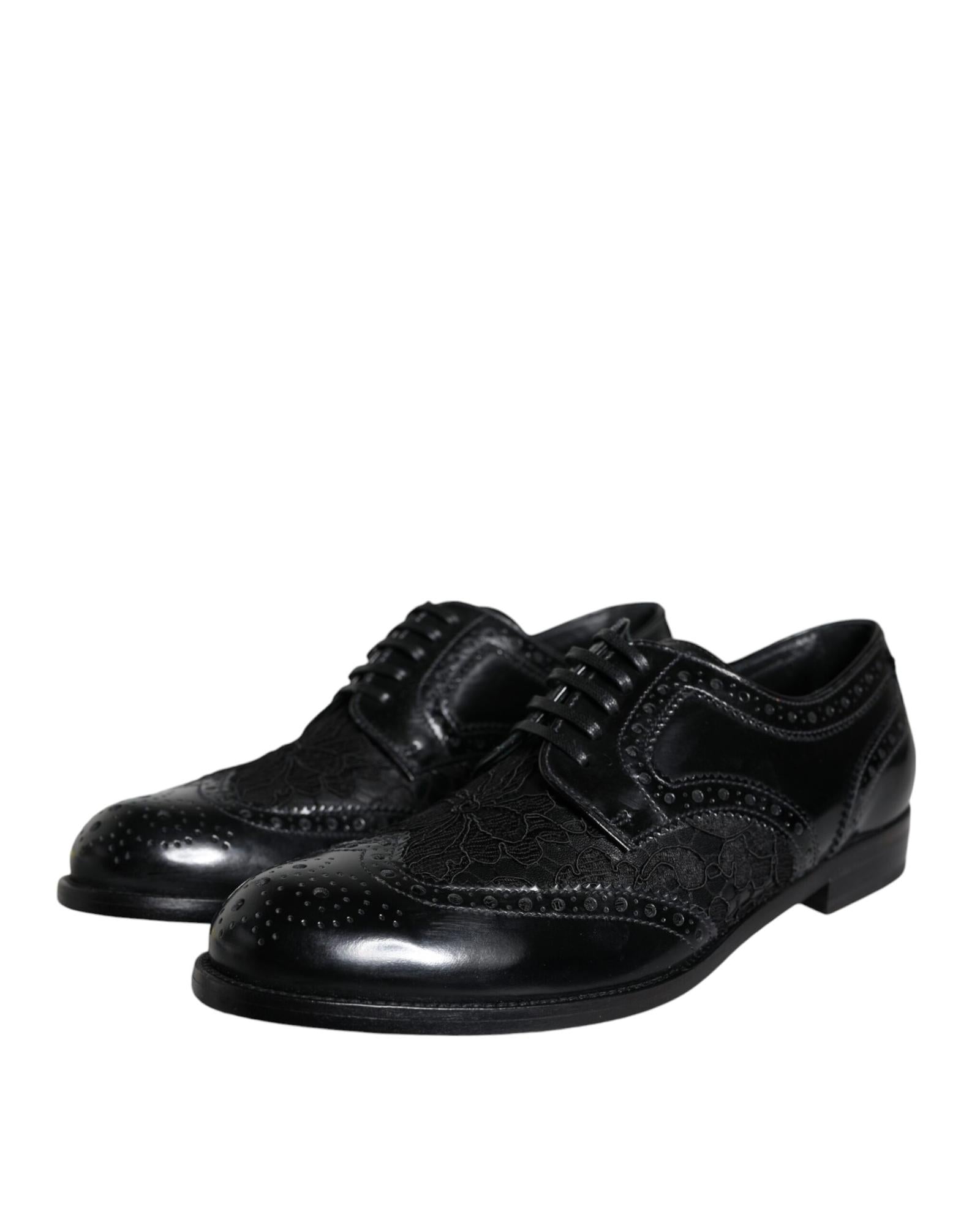 Dolce & Gabbana  Men's Brogue Oxford Lace-Up Leather Shoes Black