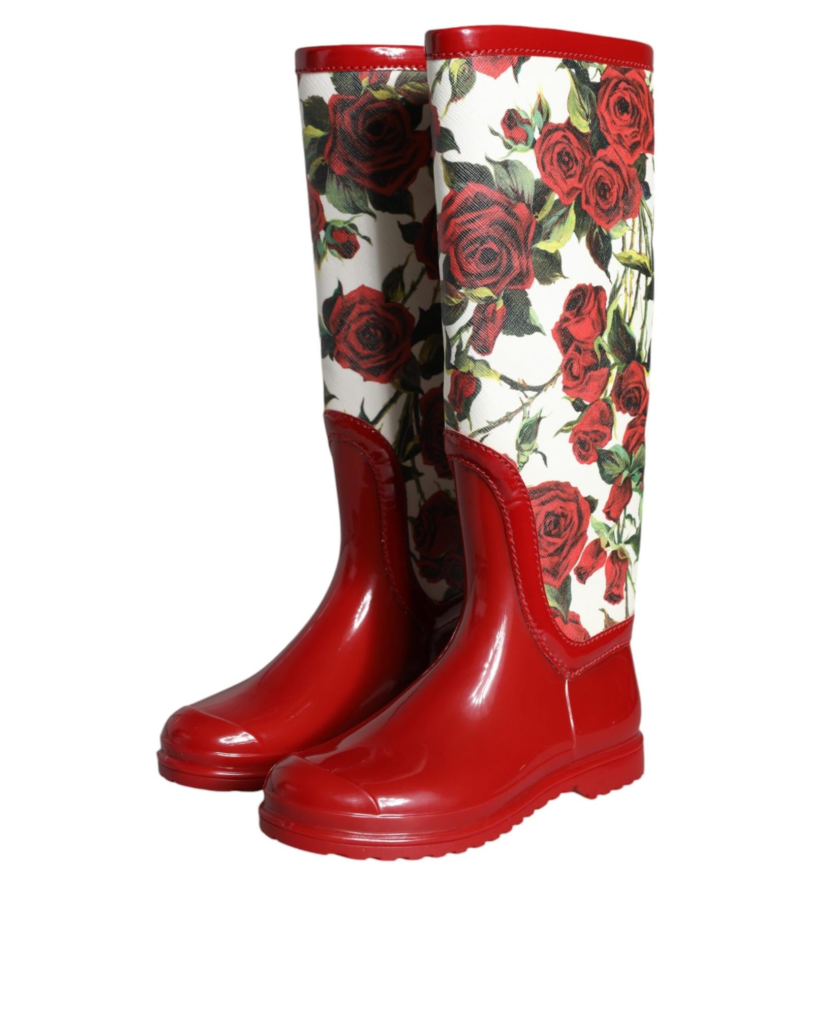 Dolce & Gabbana  Rose Print Rain Boots for Women