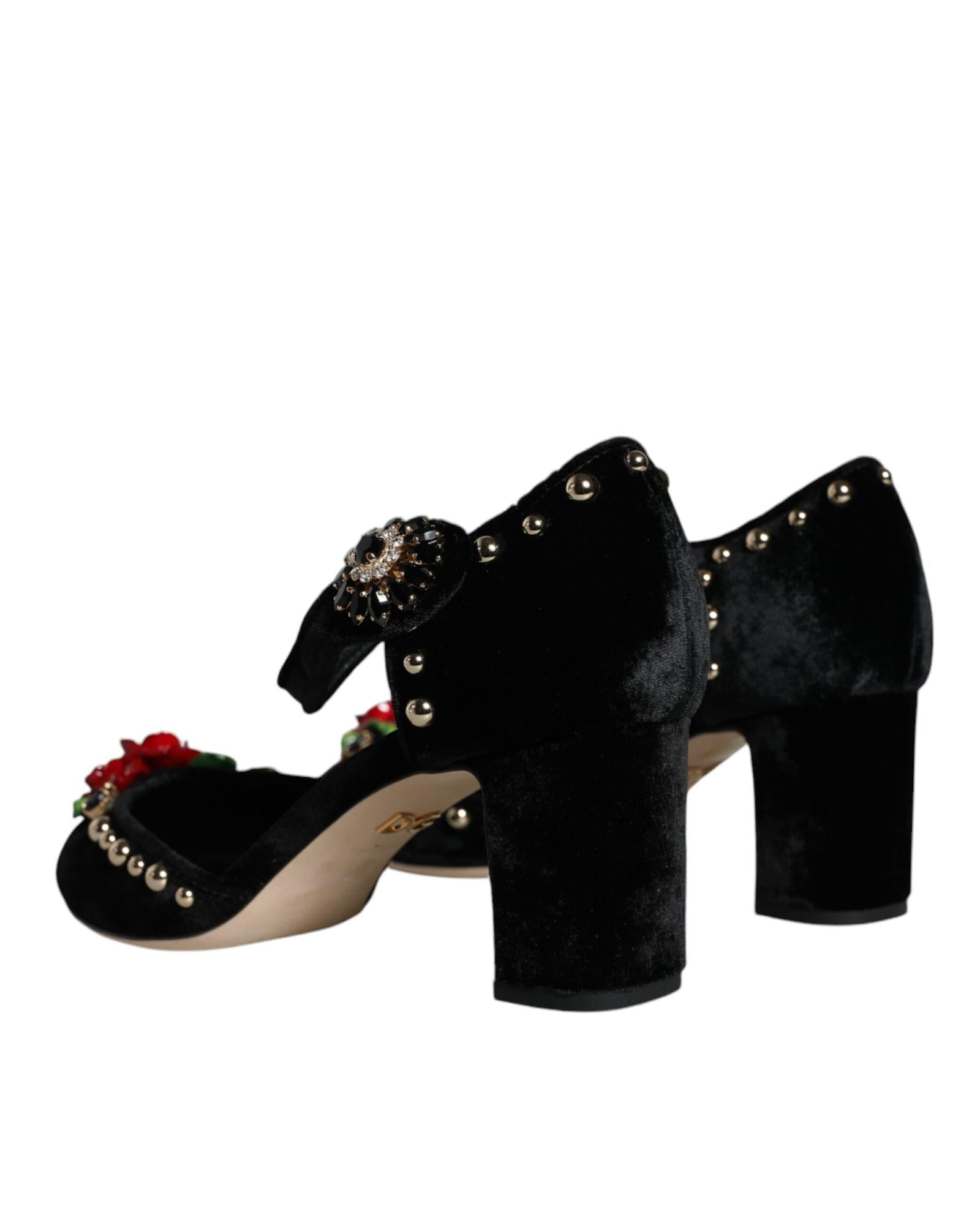 Dolce & Gabbana  Rose Velvet Pumps Black