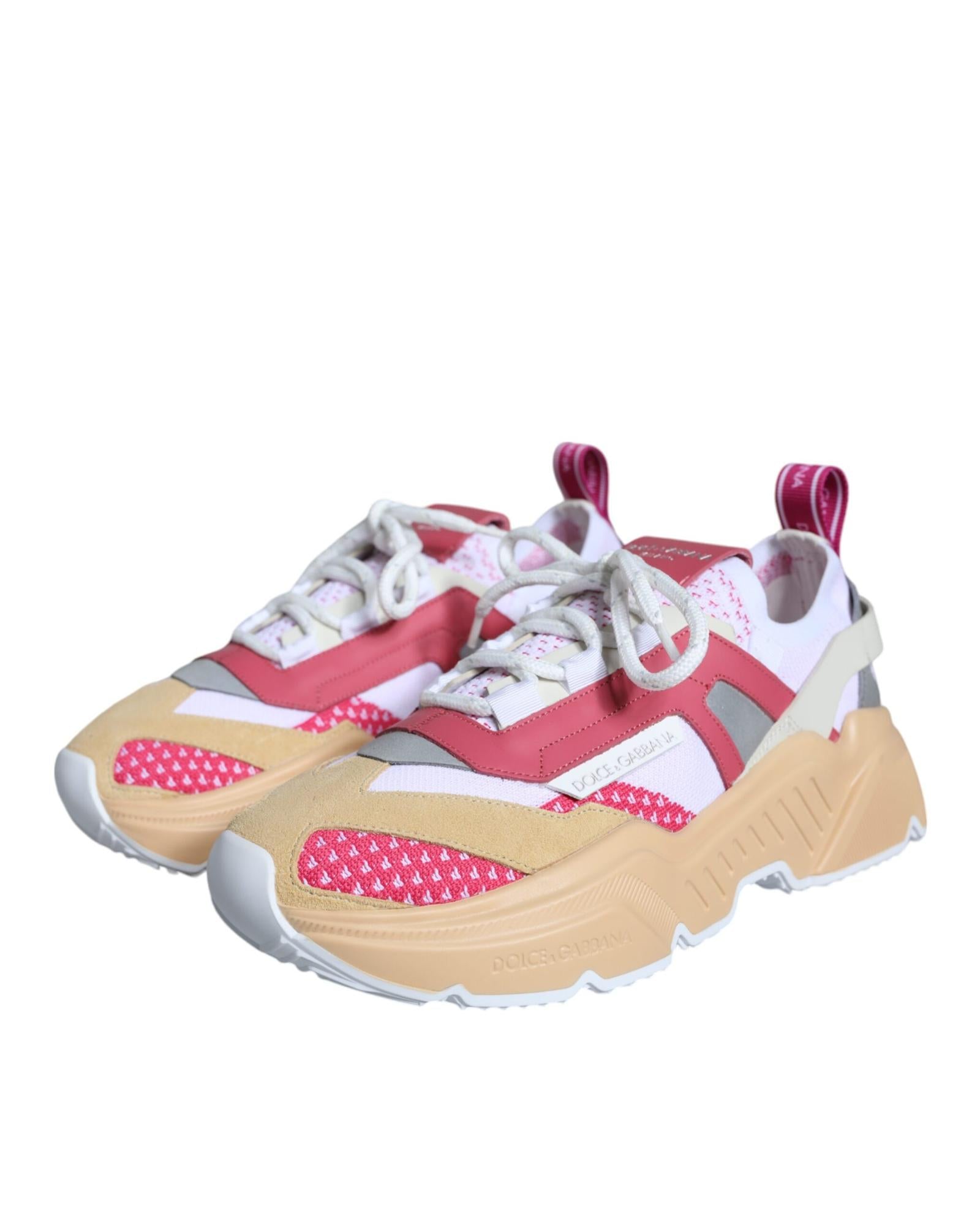 Dolce & Gabbana  Portofino Sneakers - White/Pink/Tan