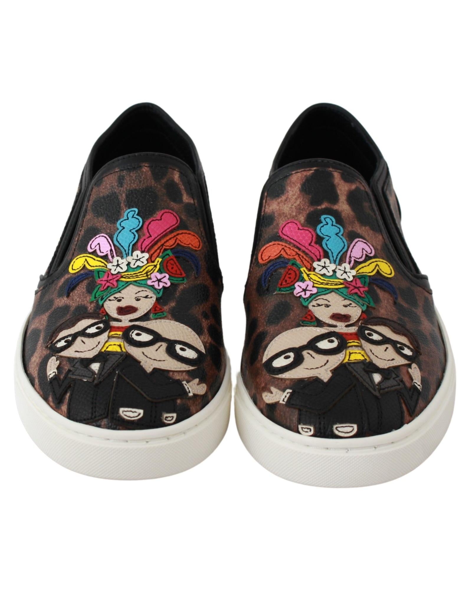 Dolce & Gabbana  Family Leopard Print Slip-On Sneakers for Women