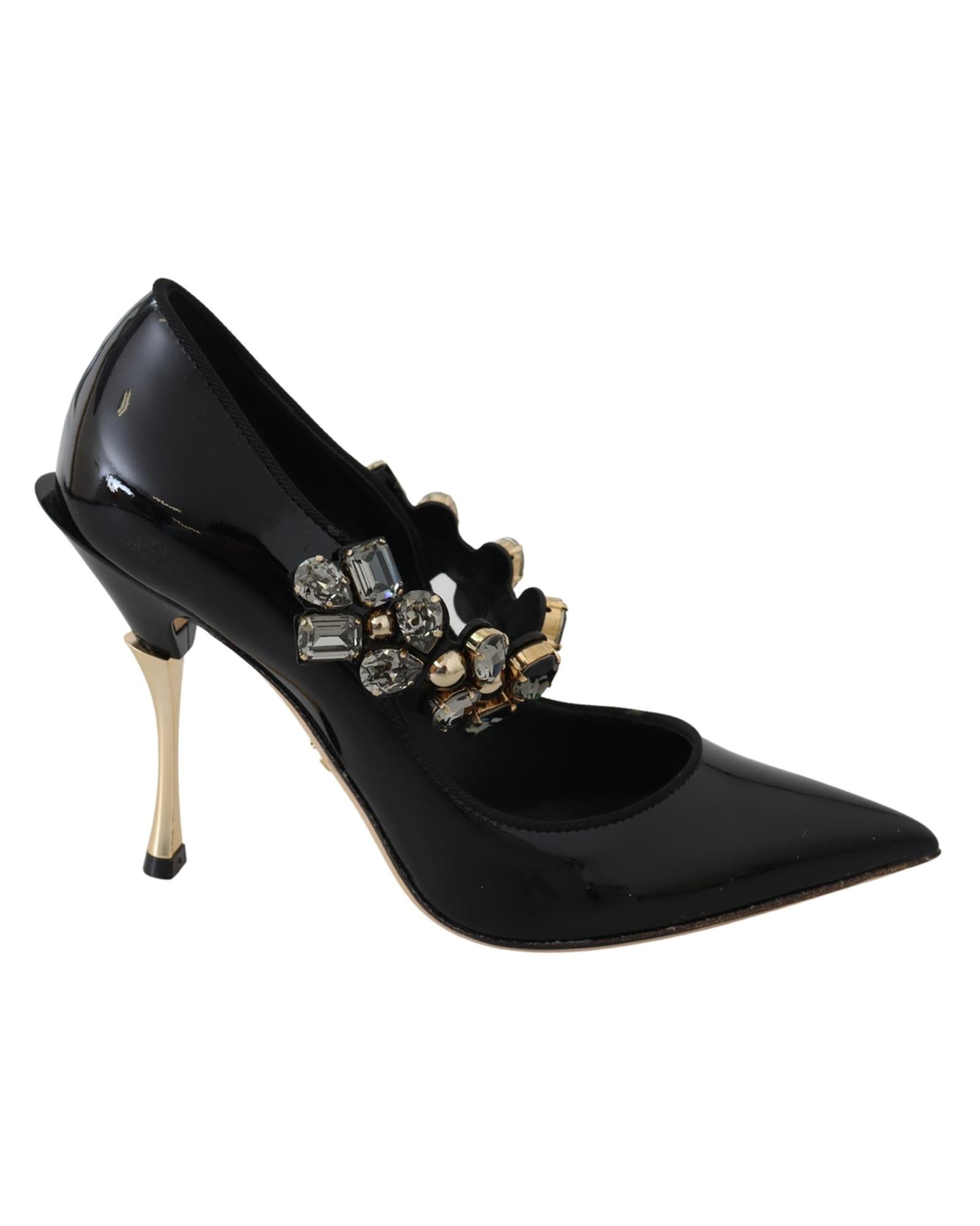 Dolce & Gabbana  Women's Black Patent Leather Pumps with Jeweled Embellishment