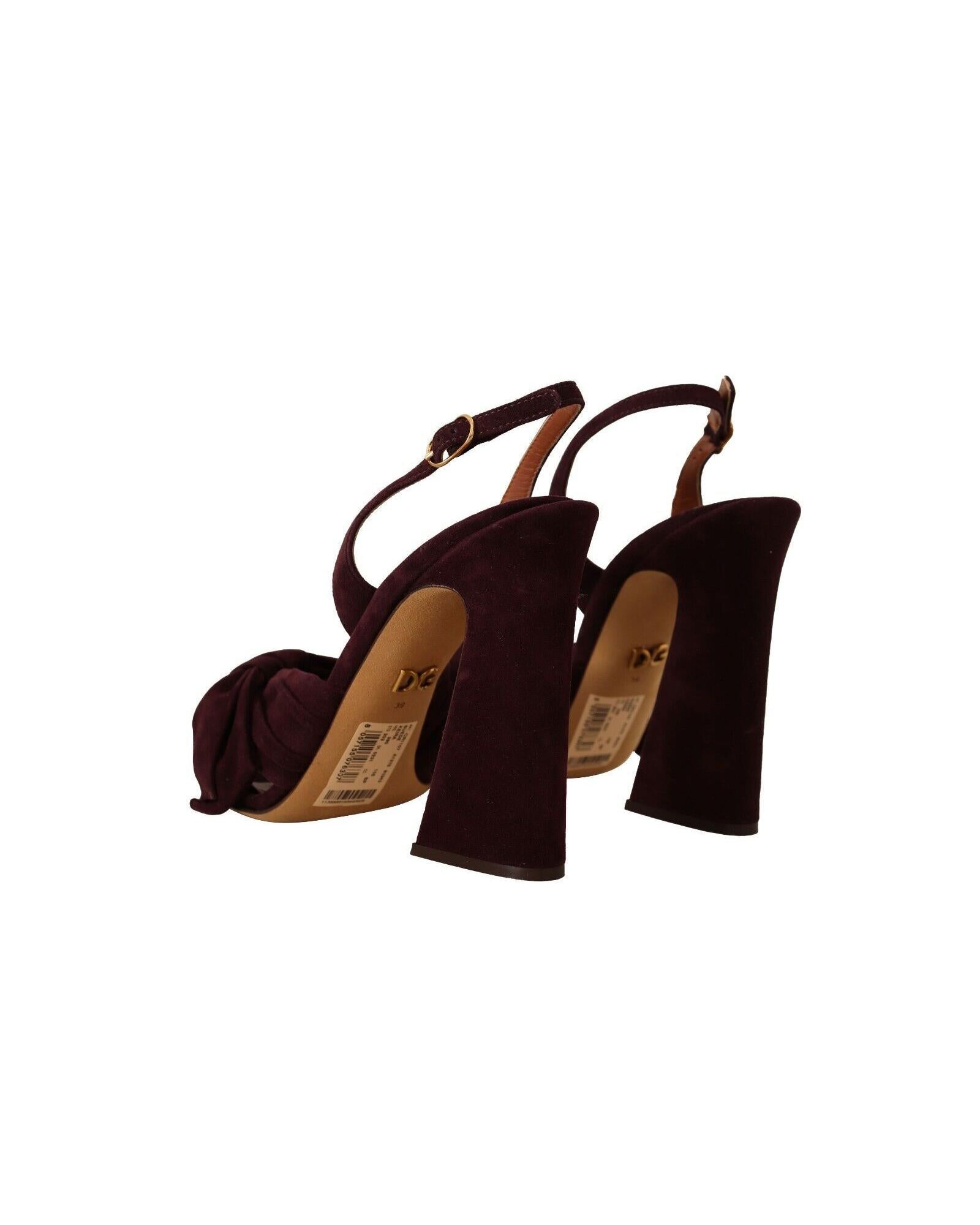 Dolce & Gabbana  Burgundy Suede Bow Slingback Sandals