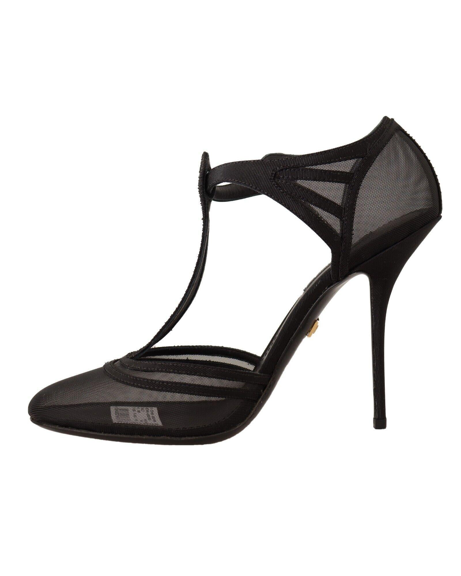 Dolce & Gabbana  Black Mesh T-Strap Pumps