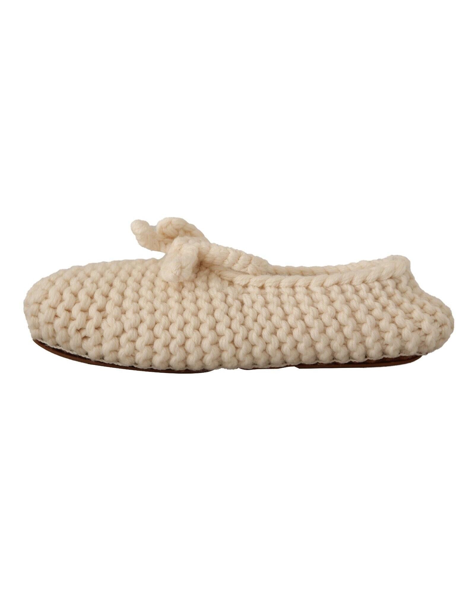 Dolce & Gabbana  Women's Knitted Wool Slippers in Cream