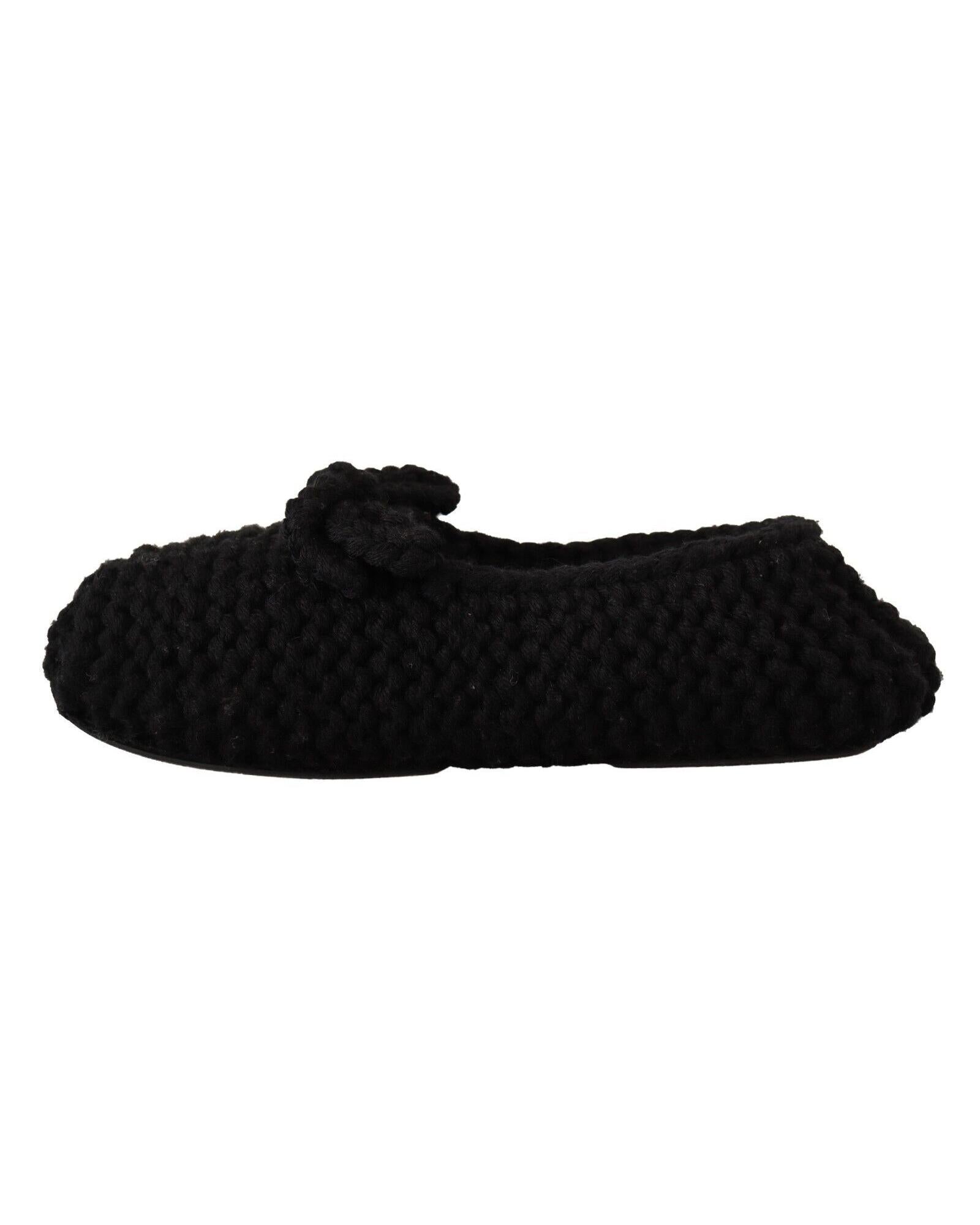 Dolce & Gabbana  Knitted Wool Slippers - Black