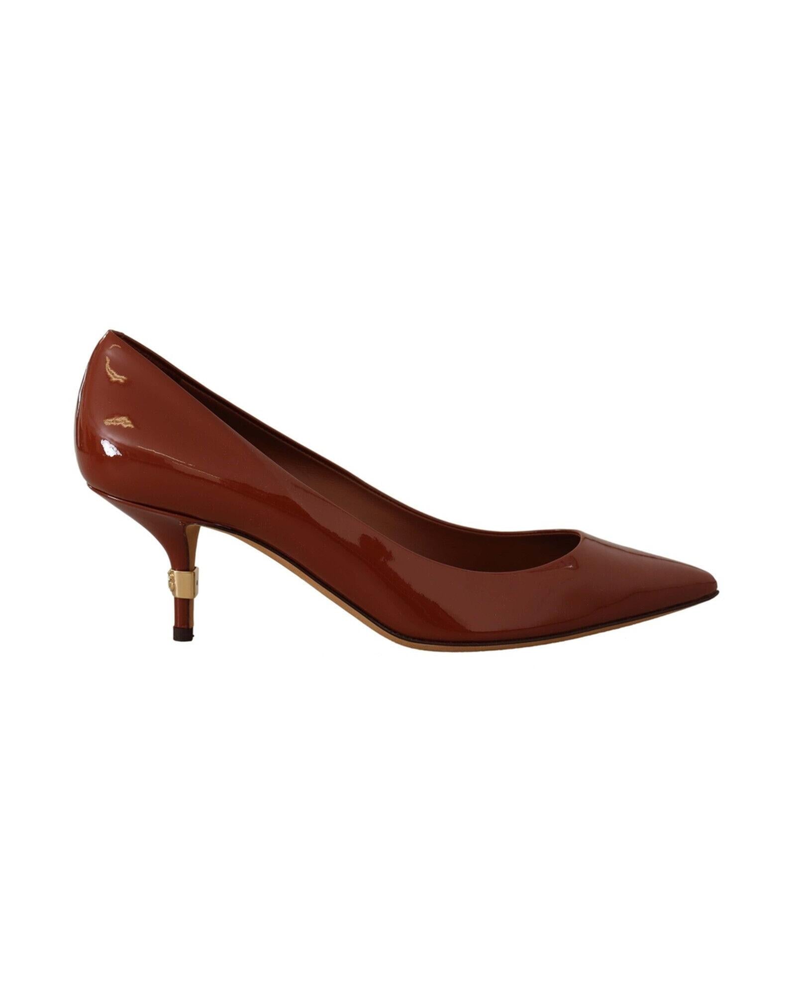 Dolce & Gabbana  Patent Leather Kitten Heel Pumps Rust