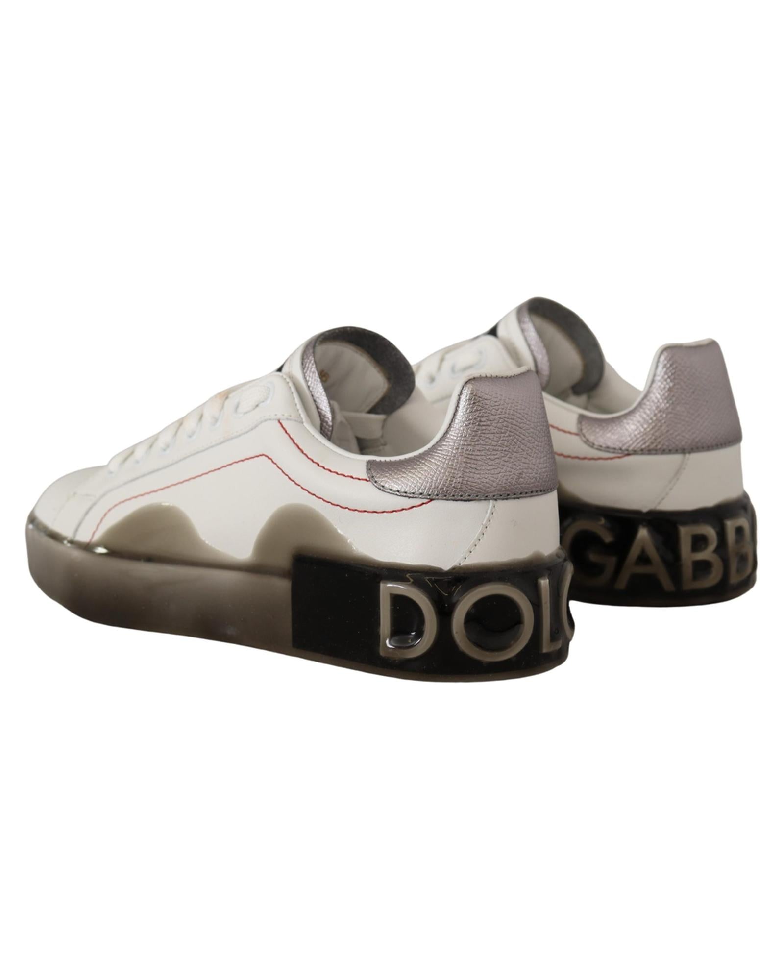 Dolce & Gabbana  Portofino Sneakers White Leather Casual Lace-Up Men's Shoes