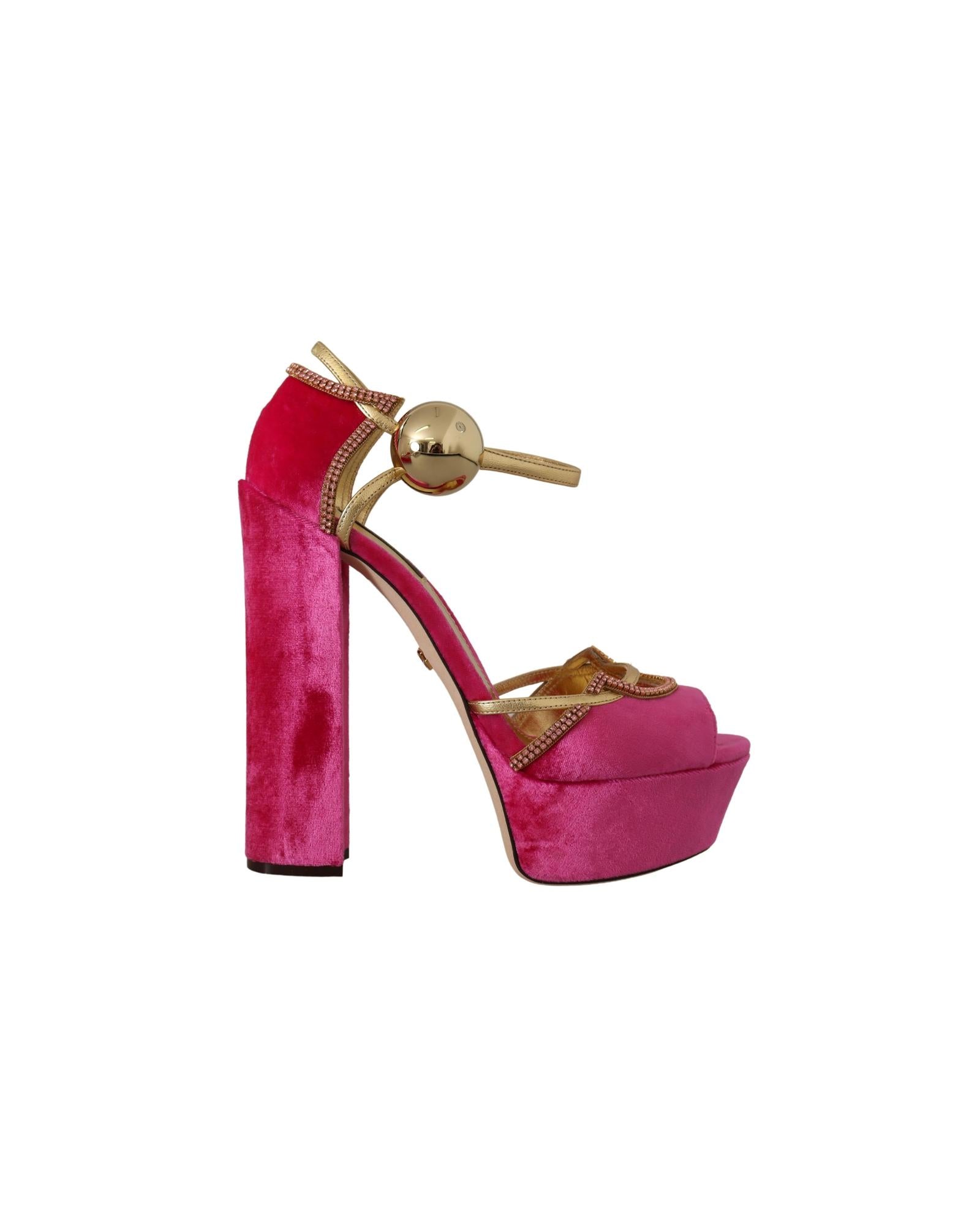 Dolce & Gabbana  Women's Pink Velvet Platform Sandals