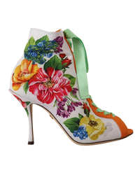 Dolce & Gabbana Floral Print Open Toe Jersey Boots1