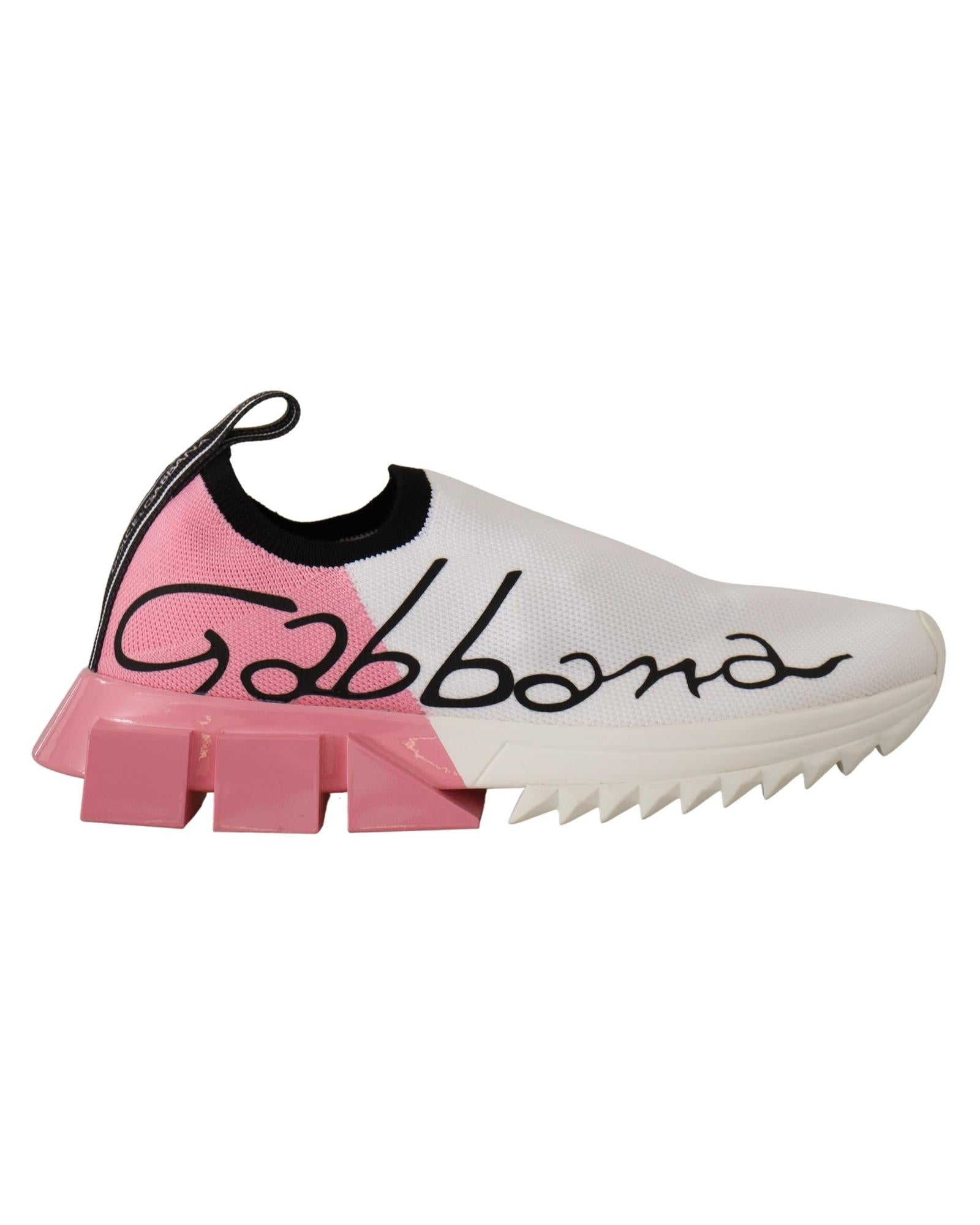 Dolce & Gabbana  Portofino WhitePink Knit Sneakers