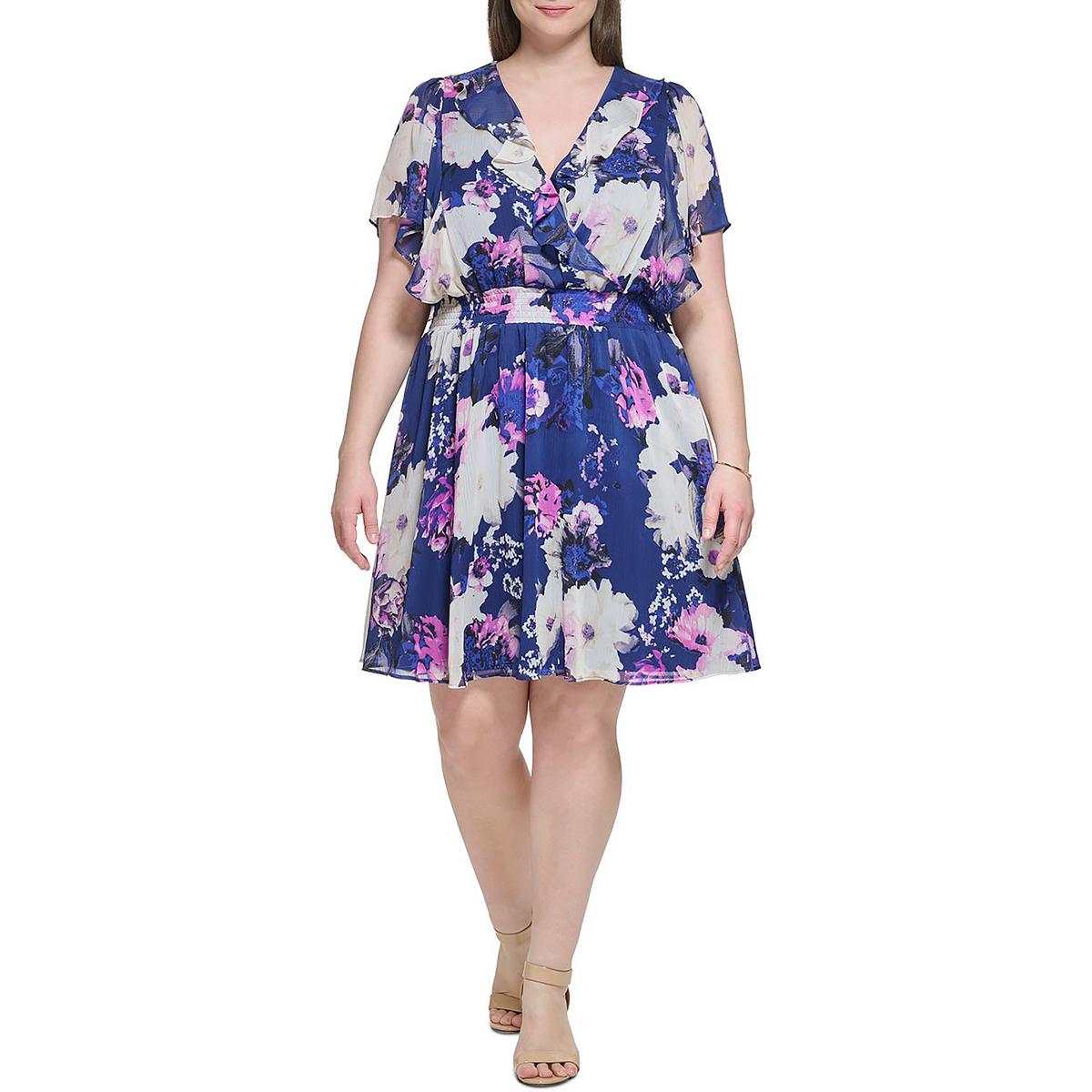 Plus Womens Cocktail Short Fit & Flare Dress