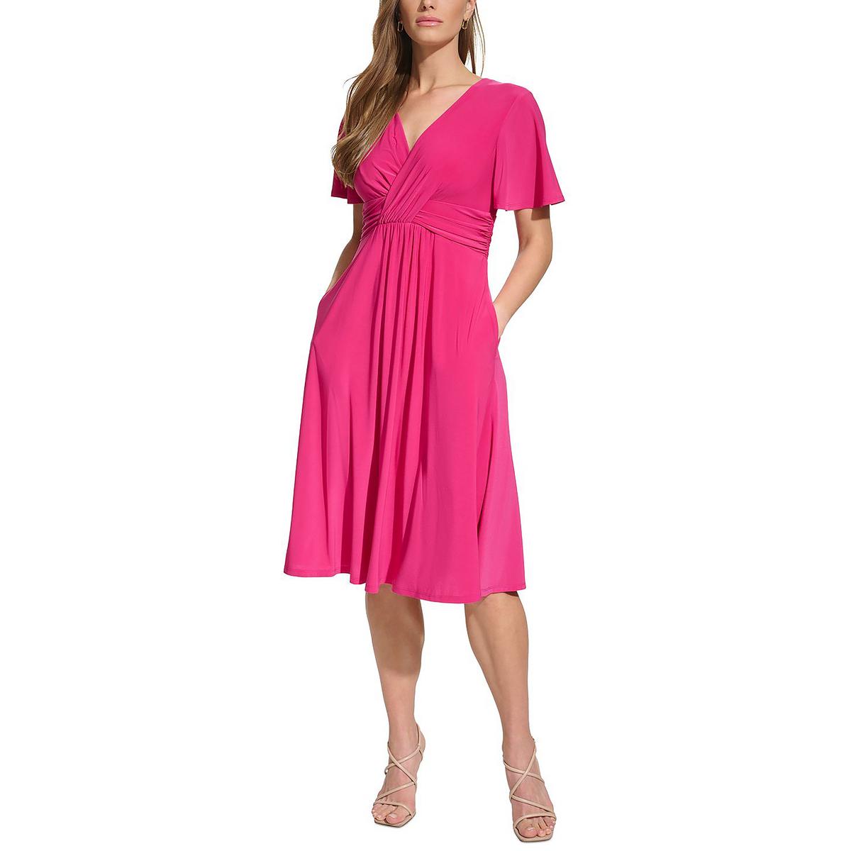 Womens Crossover Midi Cocktail And Party Dress