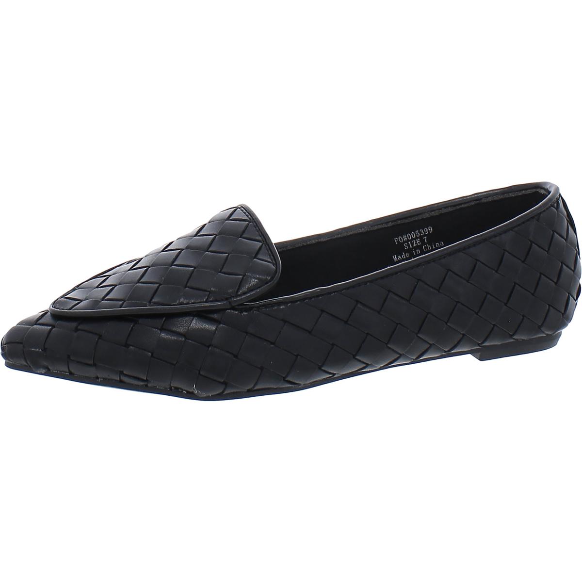 Womens Faux Leather Slip-On Loafers