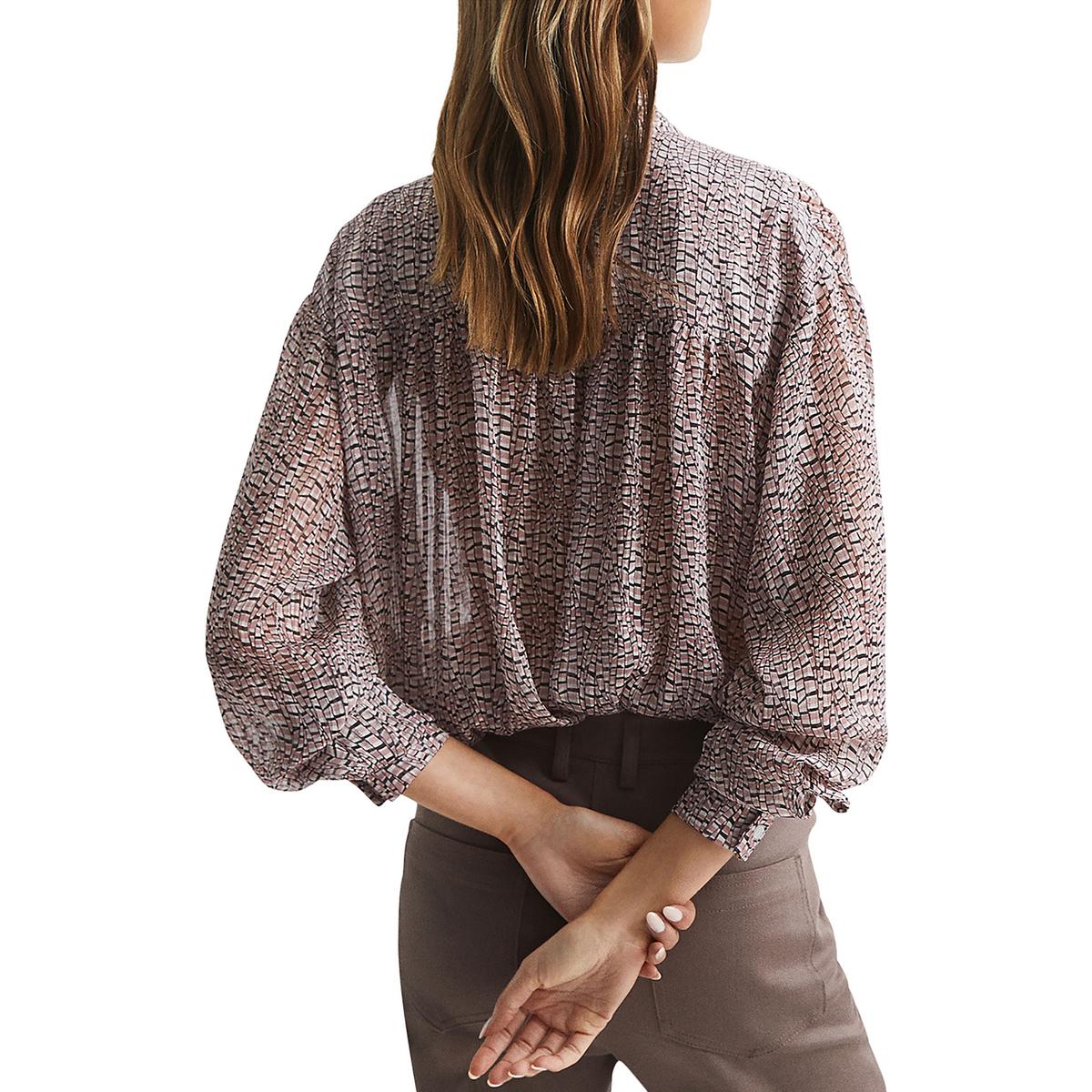 Kelsie Womens Chiffon Metallic Blouse