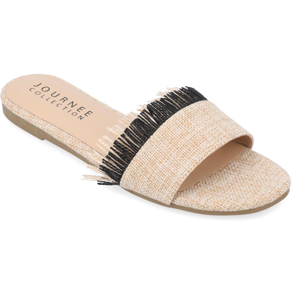 Koreene Womens Canvas Fringe Slide Sandals