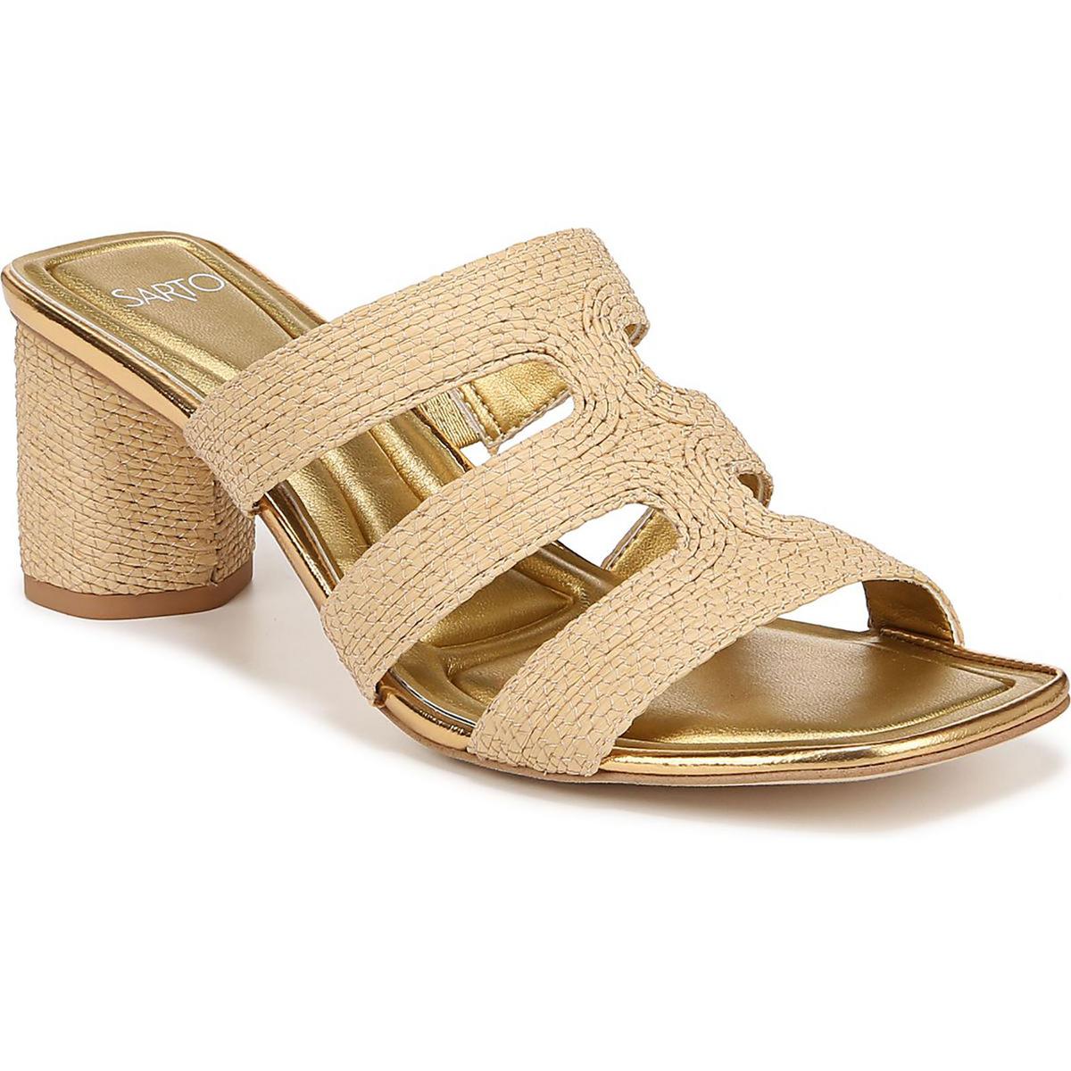 Womens Raffia Slip-On Slide Sandals