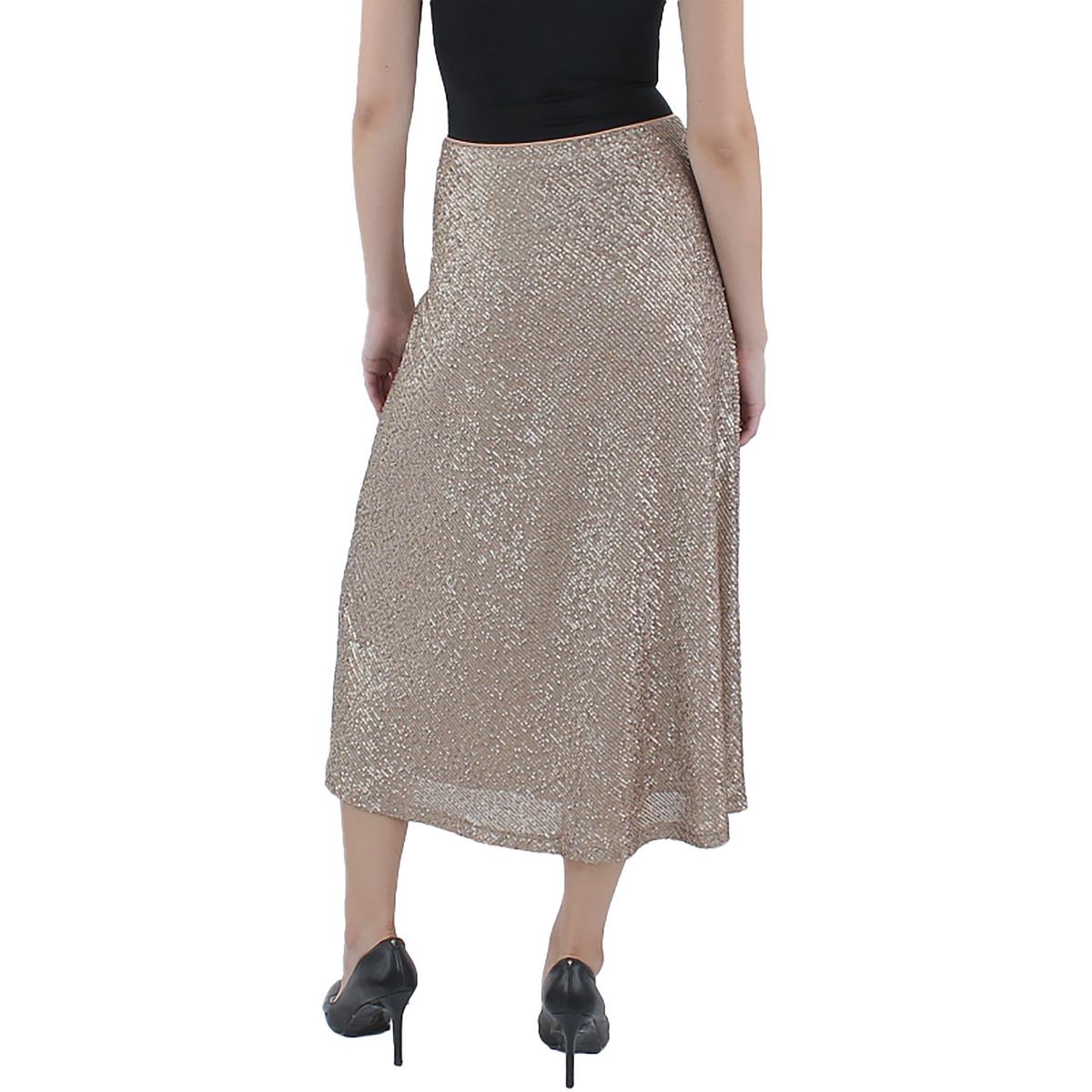 Womens Sequined Party Midi Skirt