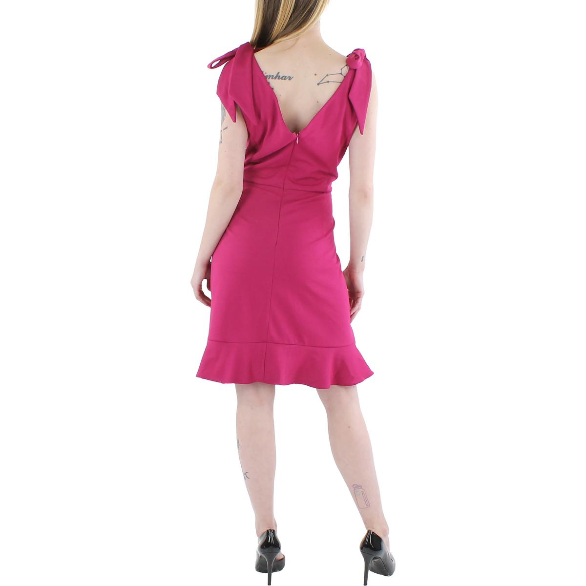 Womens V Neck Flounce Midi Dress