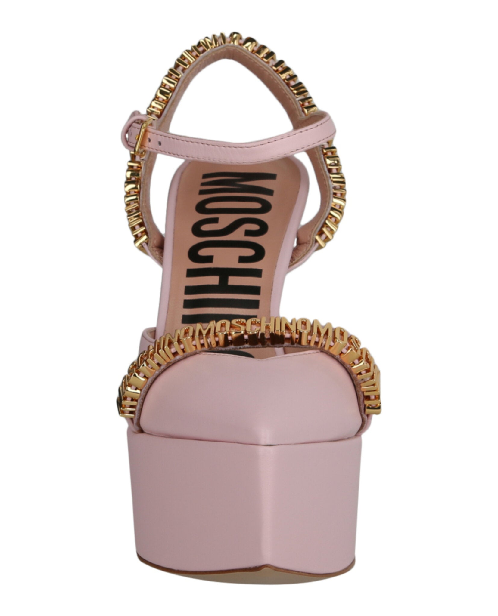 Moschino Womens Logo Lettering Ankle Strap Pumps