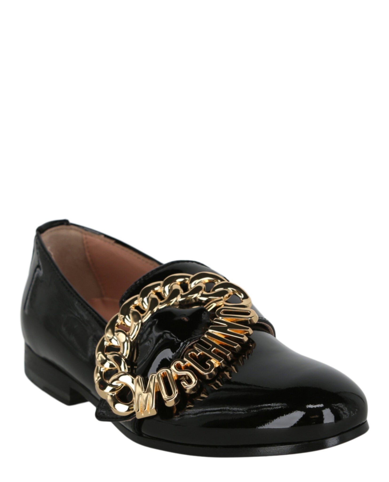 Moschino Womens Logo Buckle Loafers