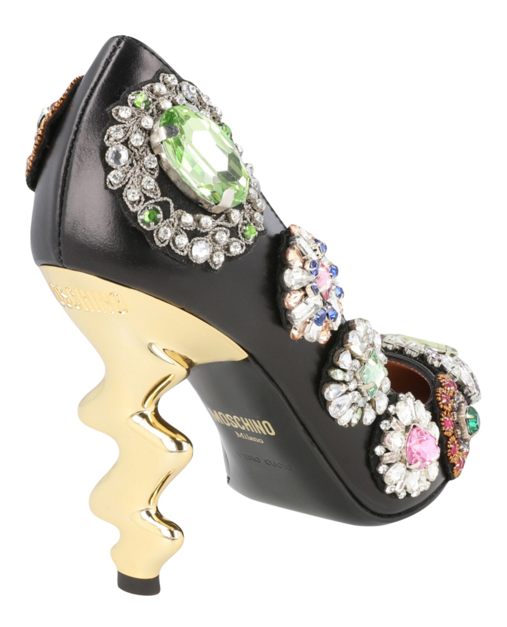 Moschino Womens Bejeweled Scuplted-Heel Pumps