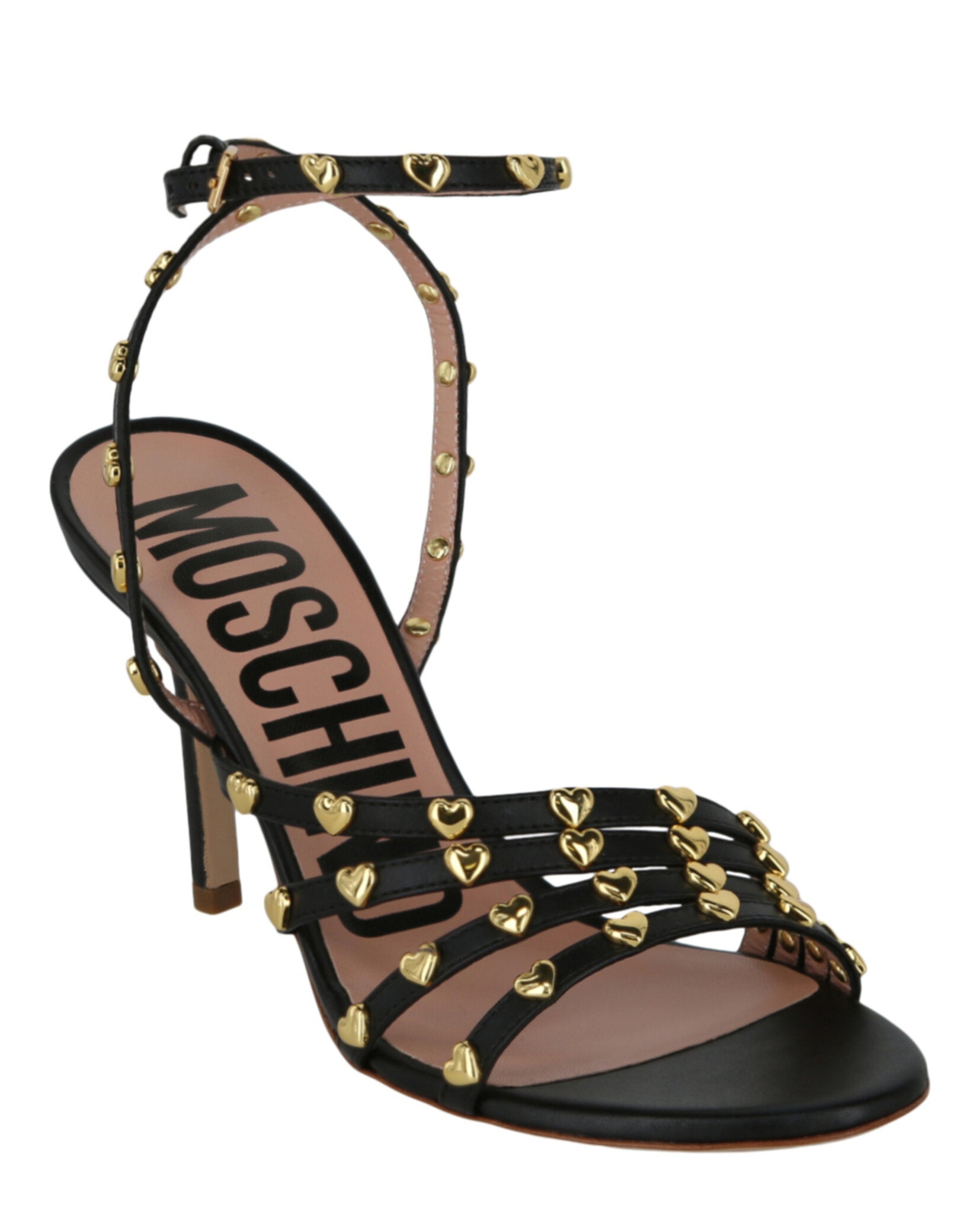 Moschino Womens Stud-Embellished Heel Sandals