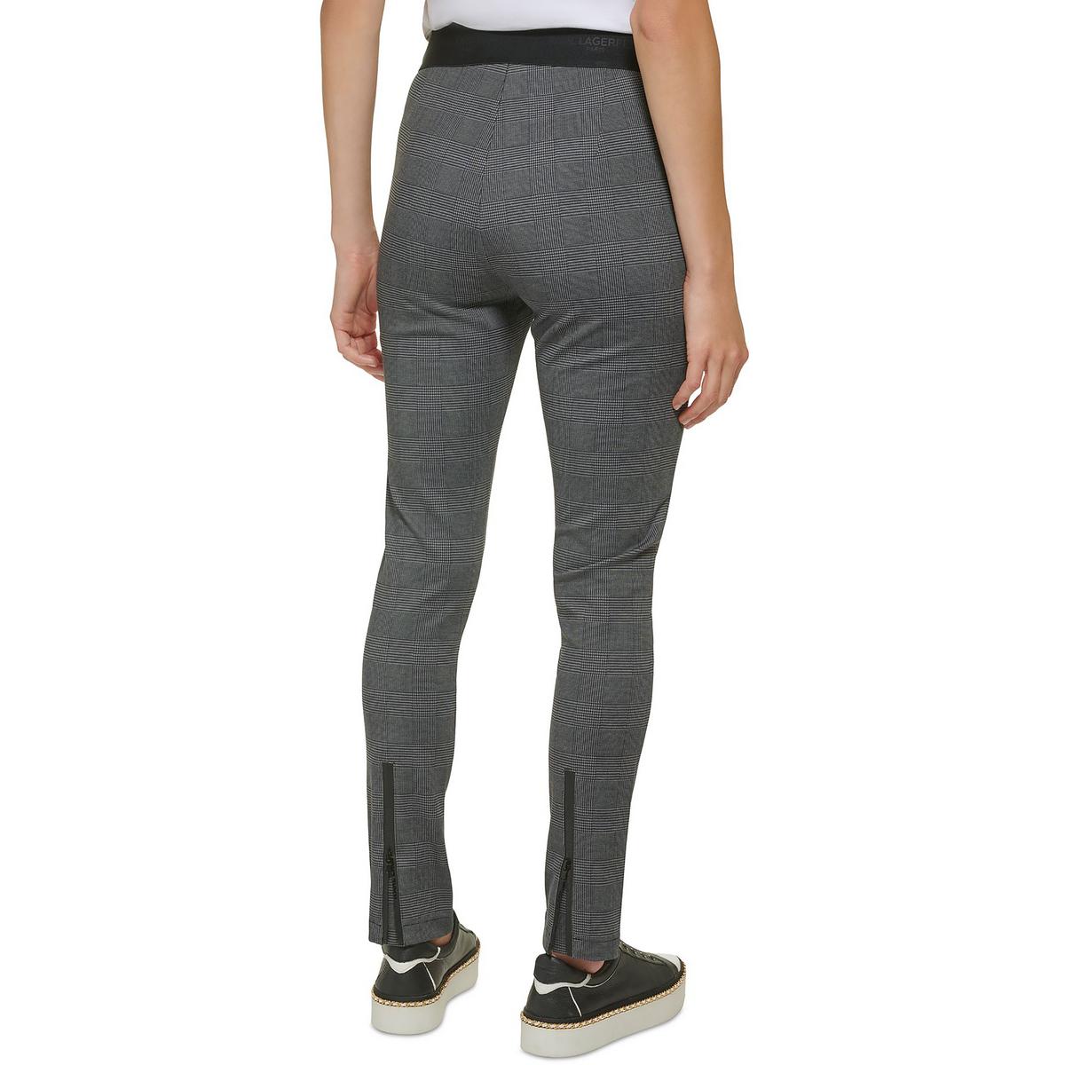 Womens Houndstooth Pull-On Skinny Pants