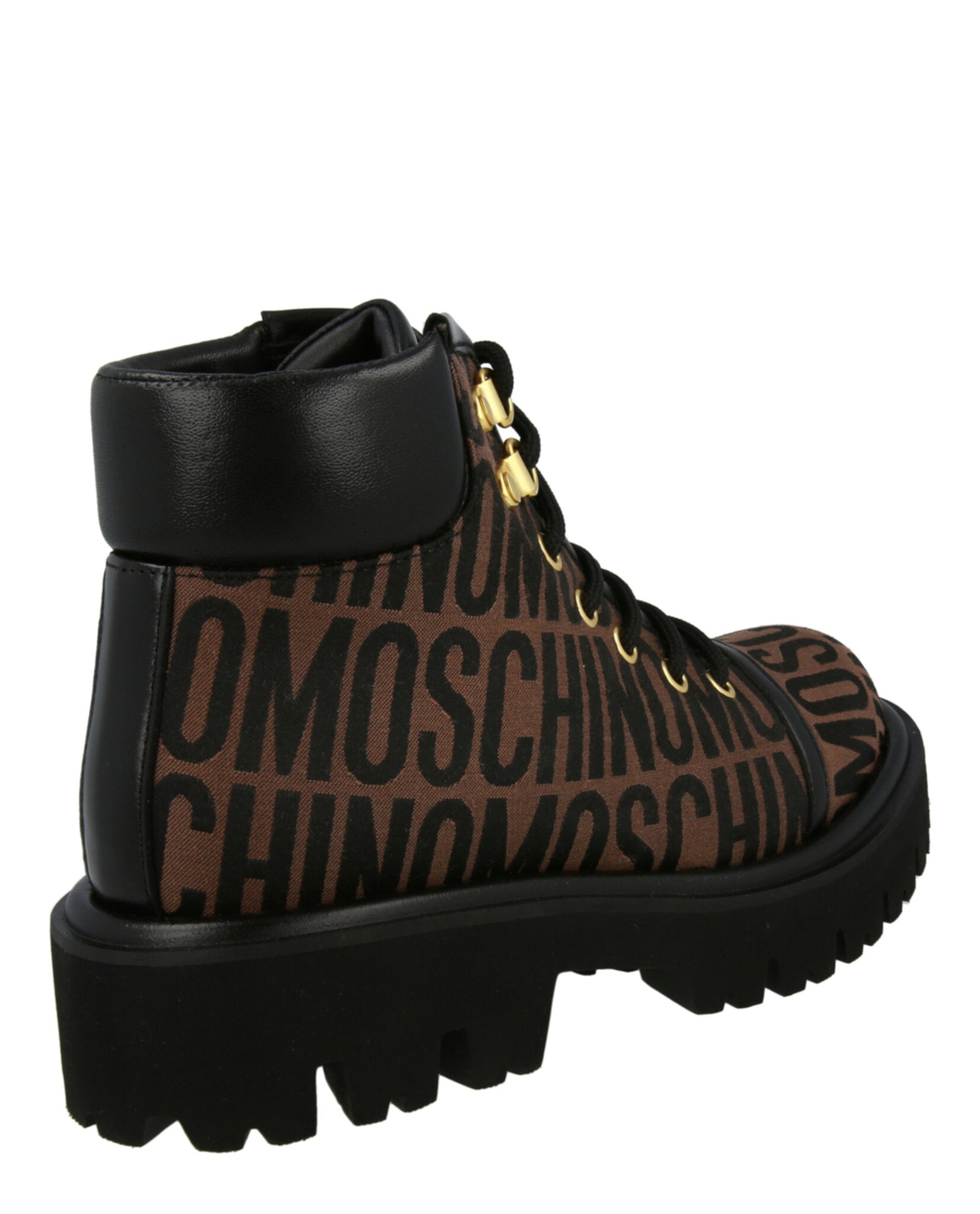 Moschino Womens Logo Jacquard Lace-Up Ankle Boots