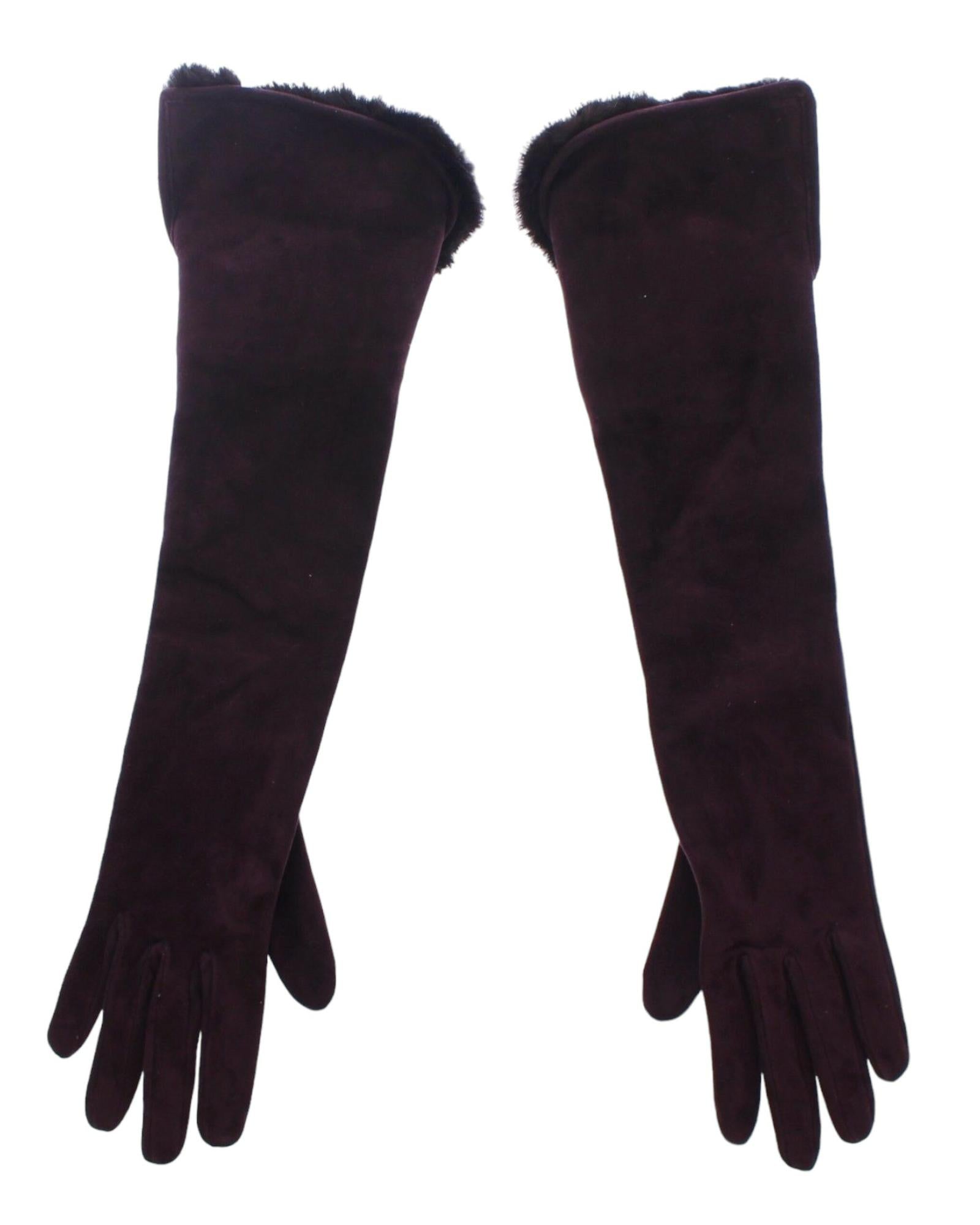 Dolce & Gabbana Mink Fur Goatskin Suede Leather Gloves