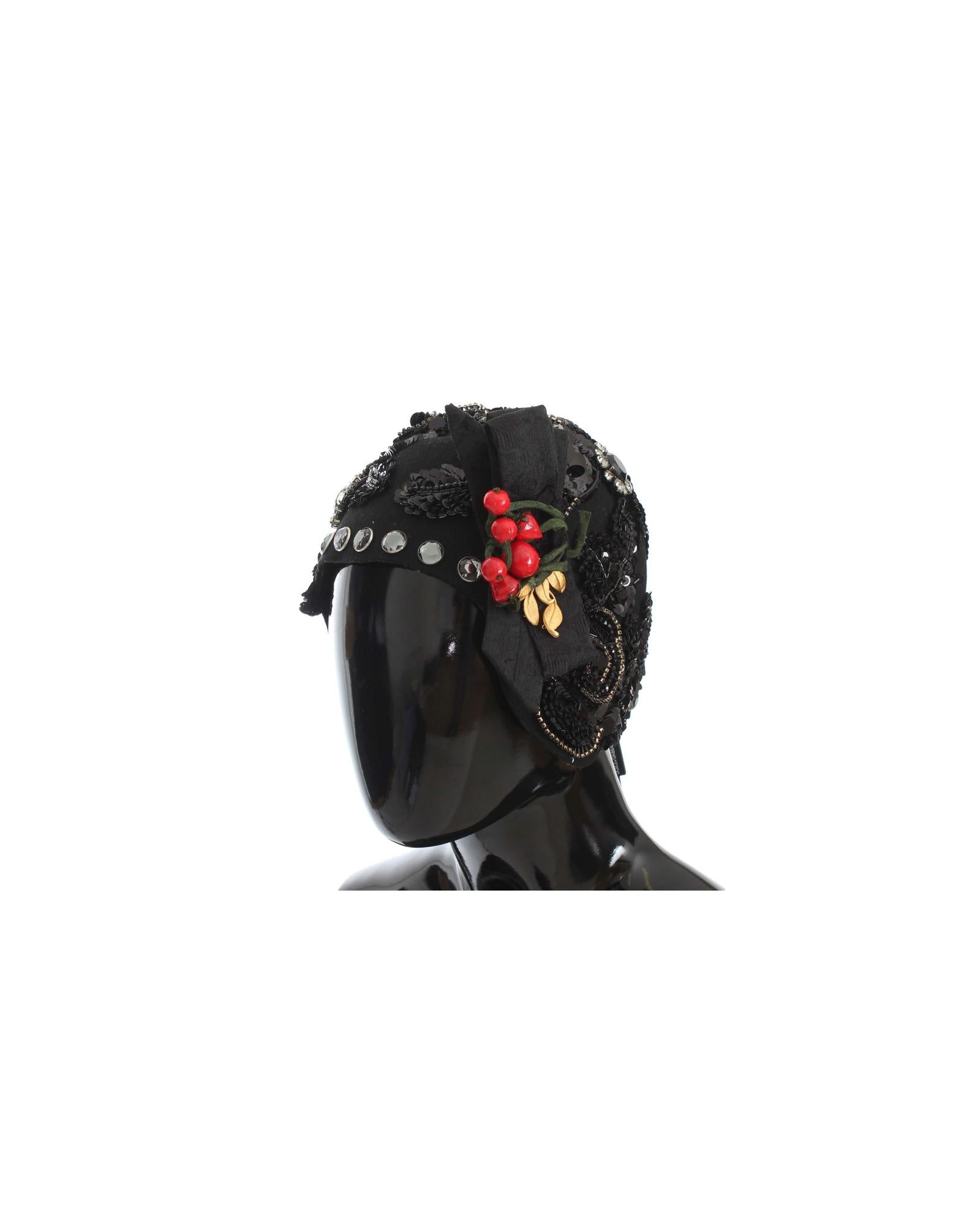 Dolce & Gabbana  Wool Felt Hat with Sequins & Floral Embellishment