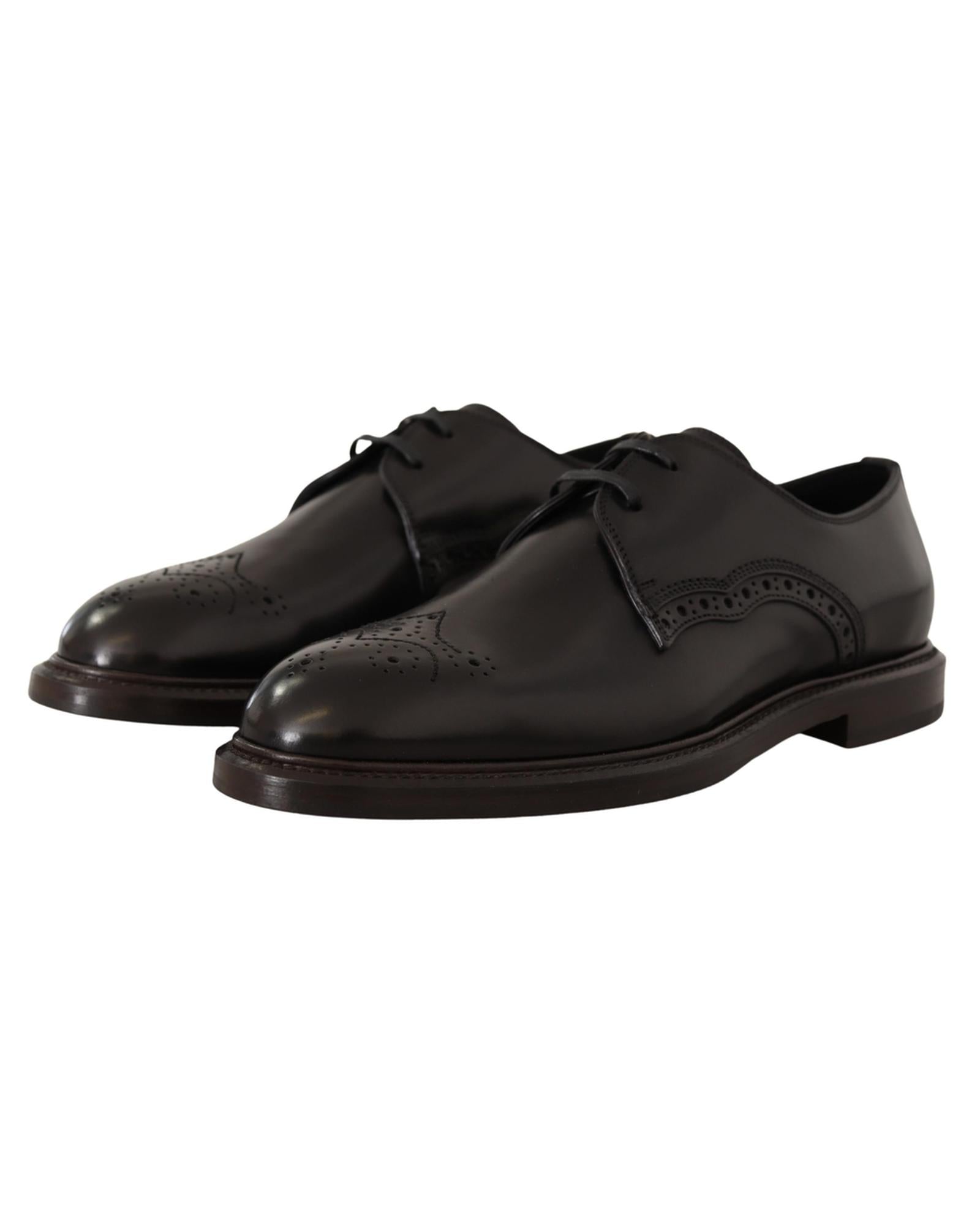 Dolce & Gabbana  Black Leather Brogue Lace-Up Oxford Shoes