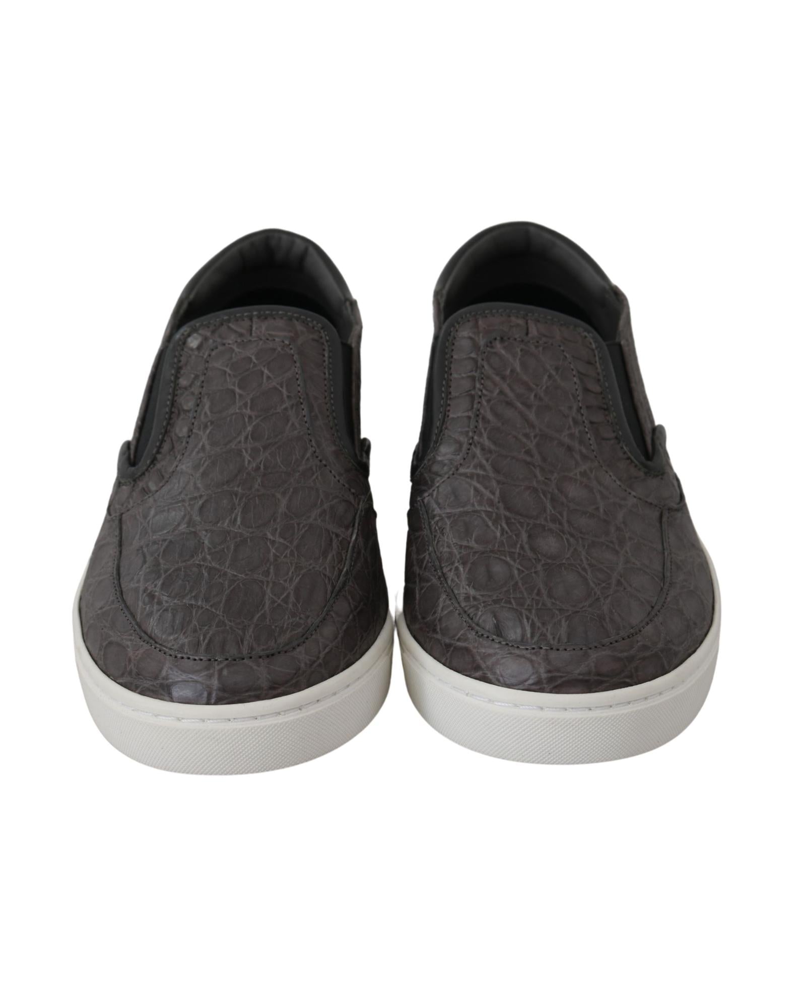 Dolce & Gabbana  Portofino Crocodile-Embossed Leather Slip-On Sneakers