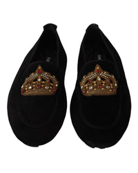 Dolce & Gabbana Leather Loafer Slides with Gold Embroidery4