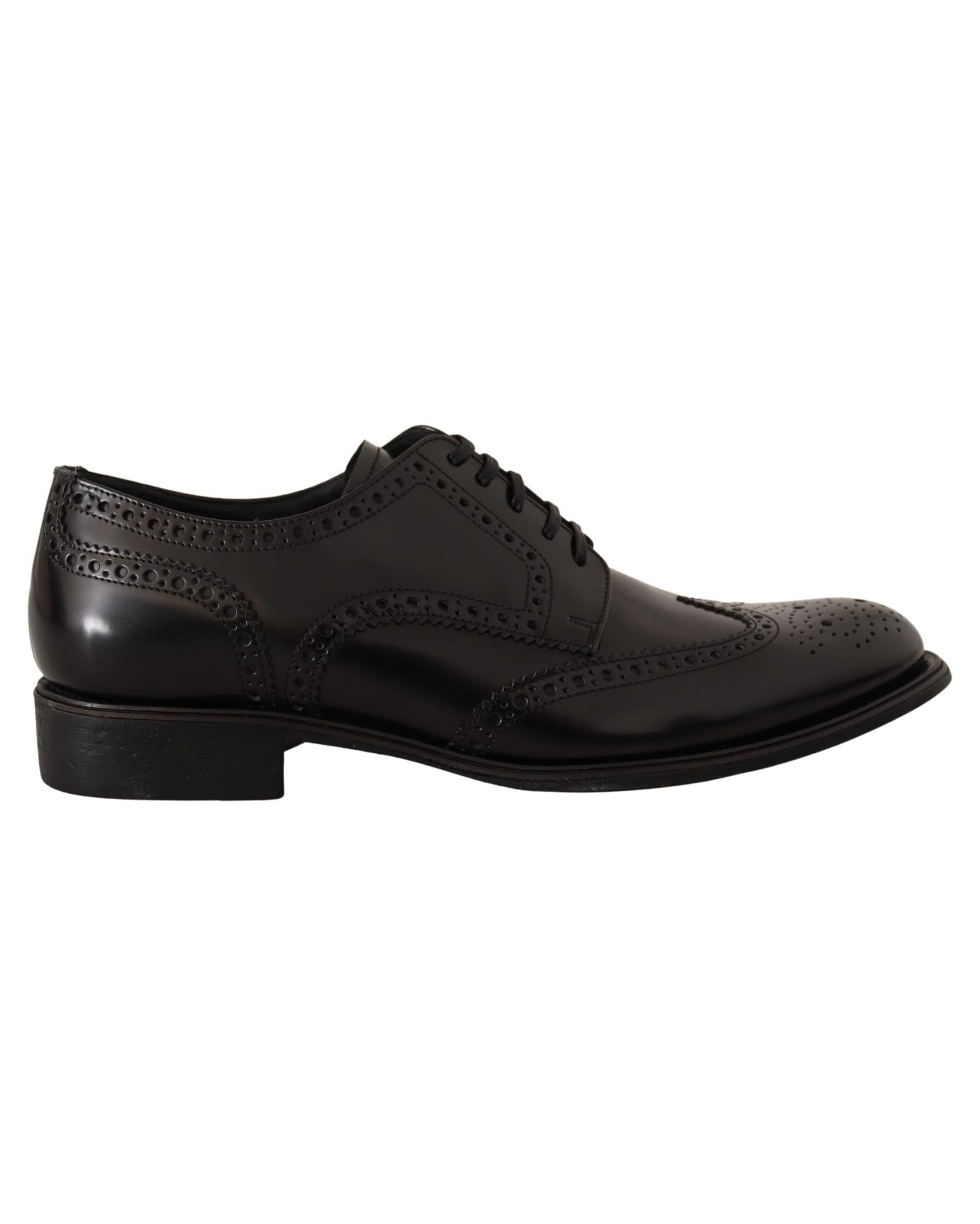 Dolce & Gabbana  Black Brogue Leather Oxford Shoes for Men