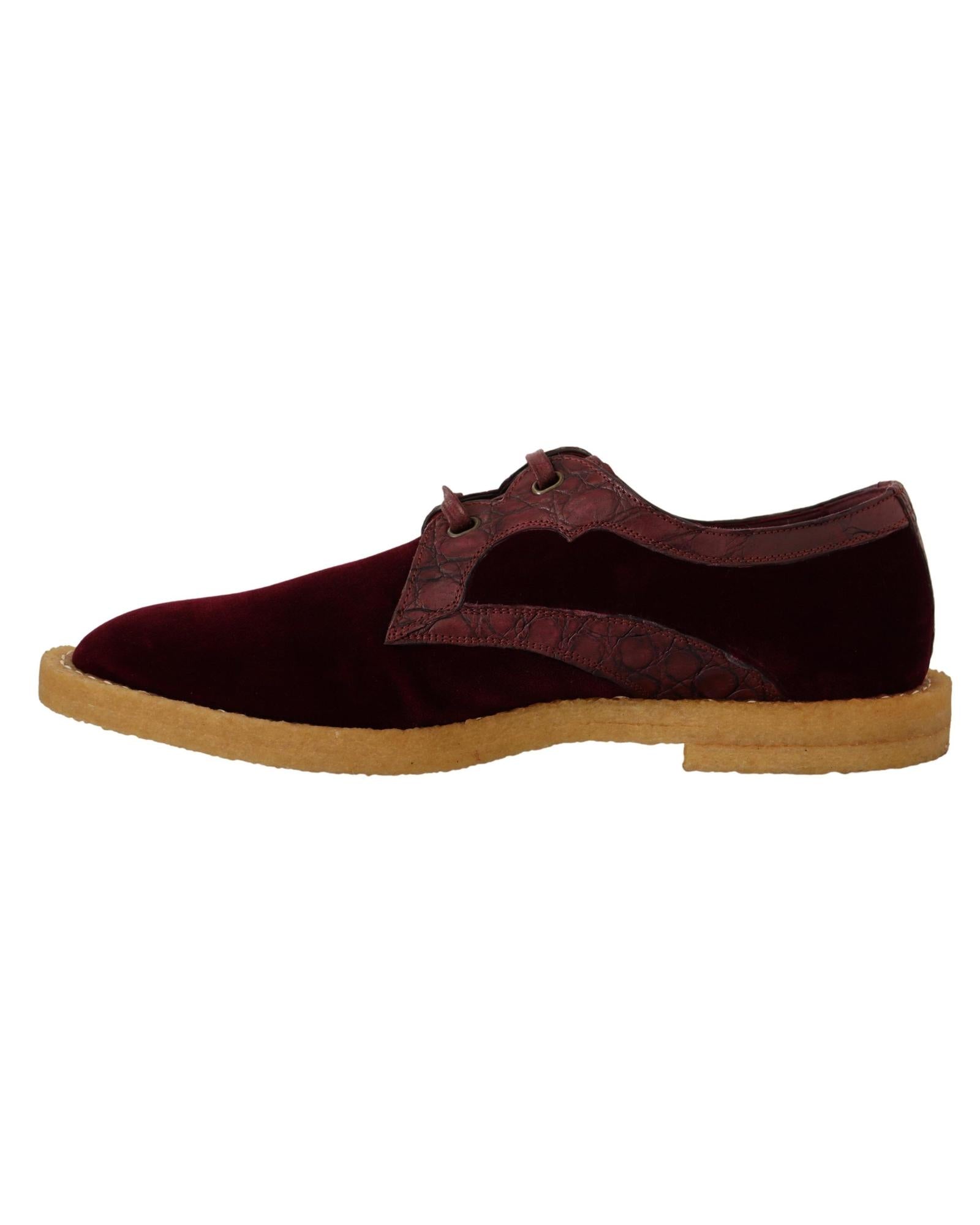 Dolce & Gabbana Bordeaux Exotic Leather Lace-Up Shoes