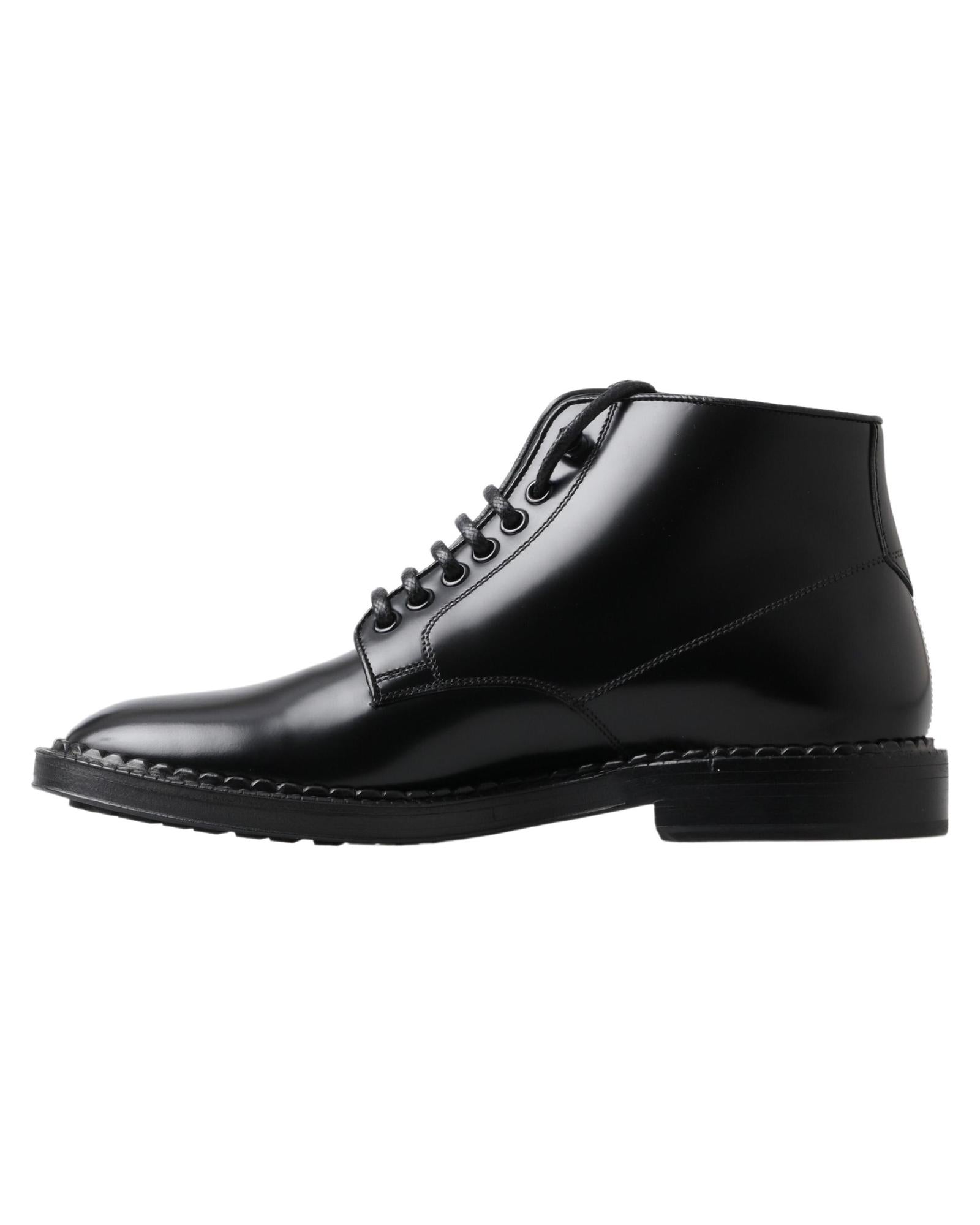 Dolce & Gabbana  Men's Lace-Up Ankle Boots - Black Leather