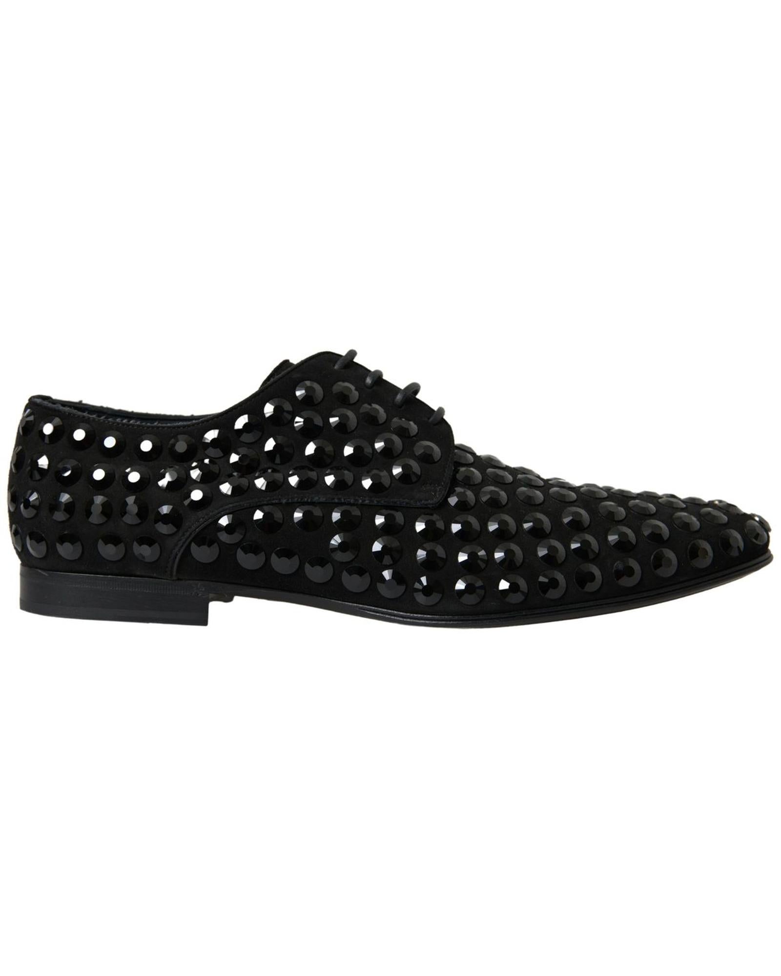 Dolce & Gabbana  Crystal Embellished Suede Loafers - Black